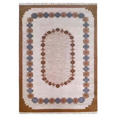 Scandinavian Flat-Weaved Carpet Stylized Floral Decor
