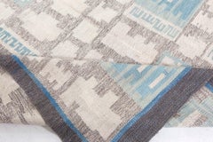 Scandinavian Flatweave Geometric Light Gray Wool Carpet by Doris Leslie Blau