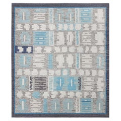 Scandinavian Flatweave Geometric Light Gray Wool Rug by Doris Leslie Blau