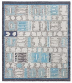 Scandinavian Flatweave Geometric Light Gray Wool Rug by Doris Leslie Blau