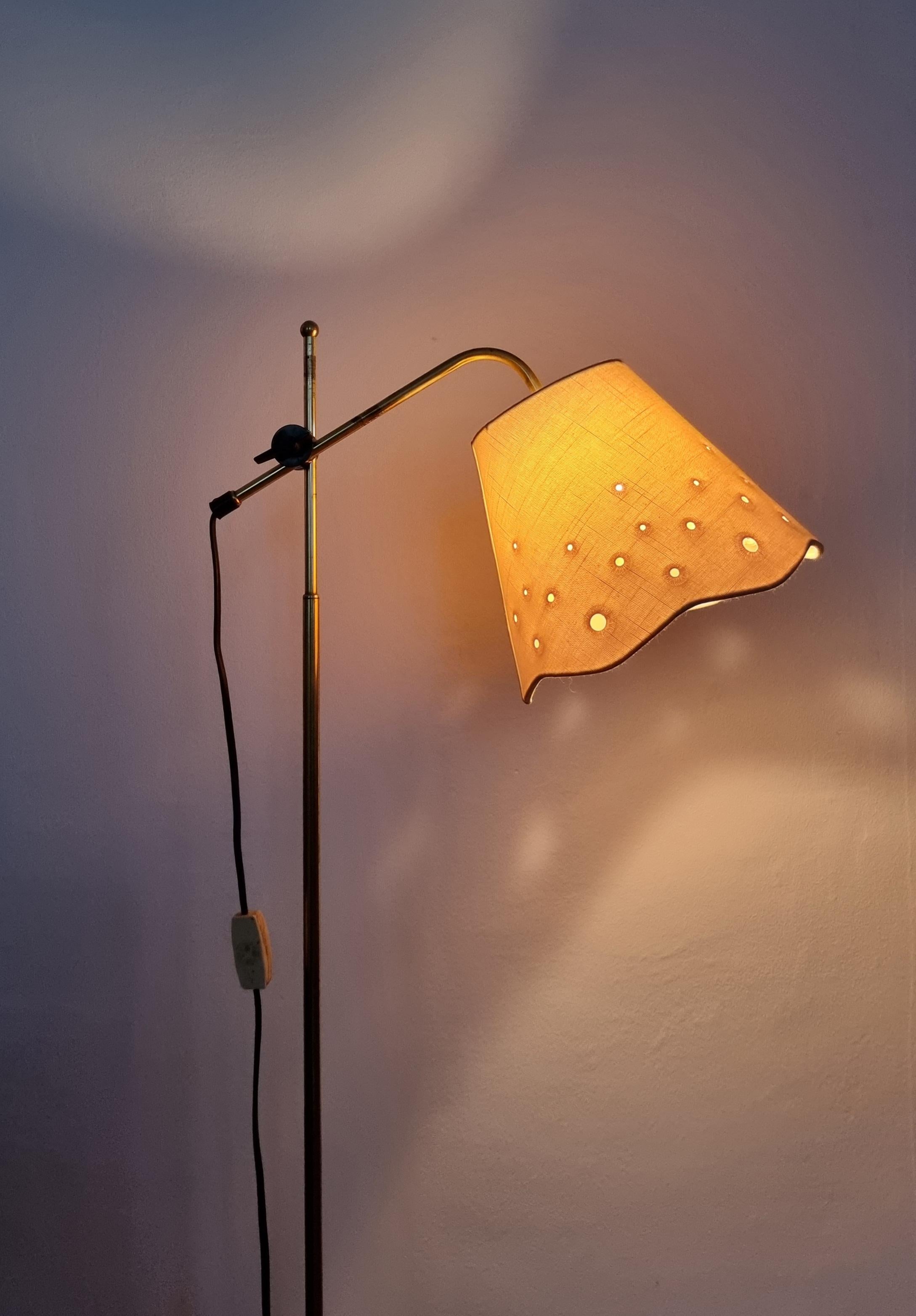 Scandinavian Floor Lamp, Brass with Cast Iron Base, Sweden, Mid-Century Modern 5