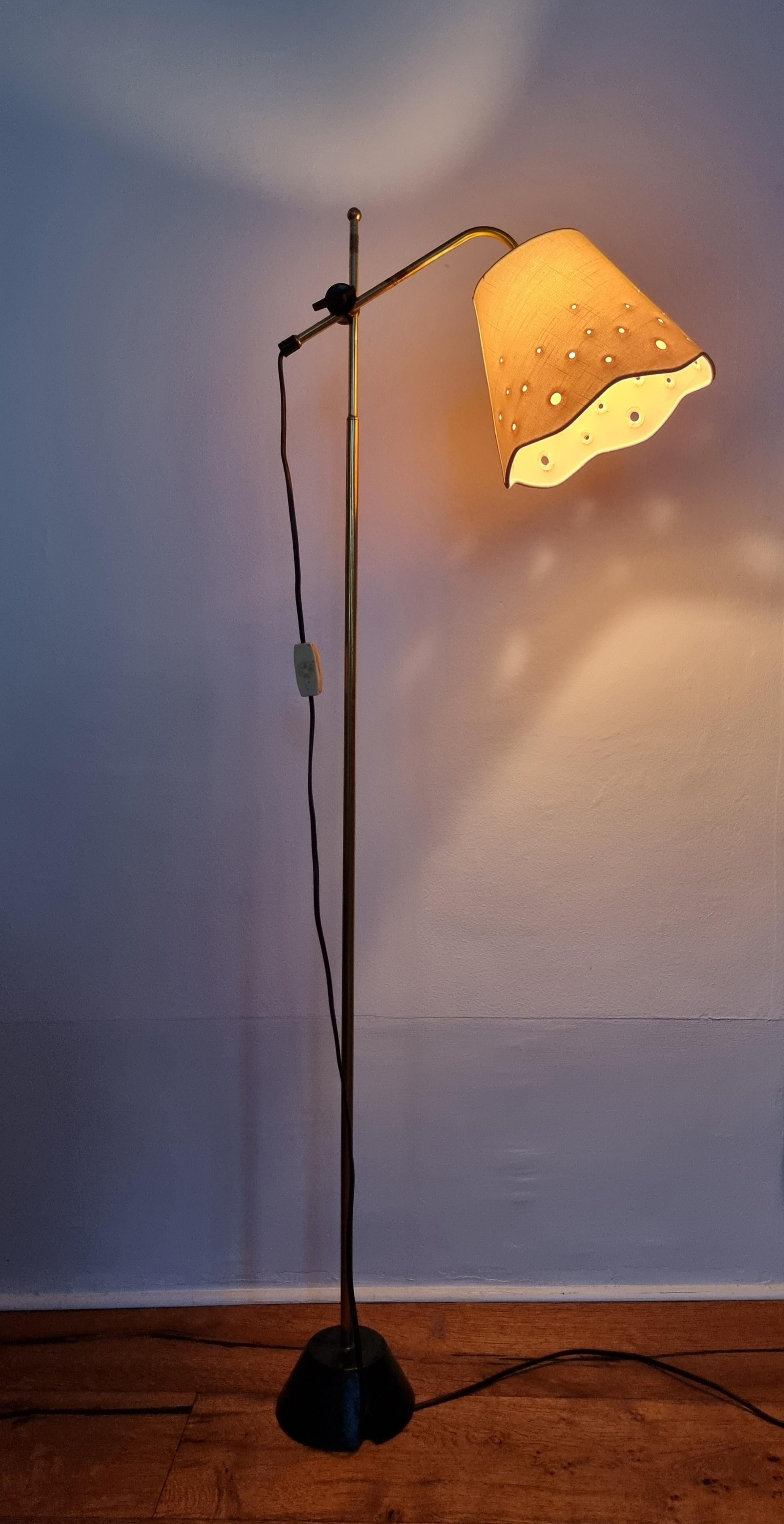 Scandinavian Floor Lamp, Brass with Cast Iron Base, Sweden, Mid-Century Modern 6
