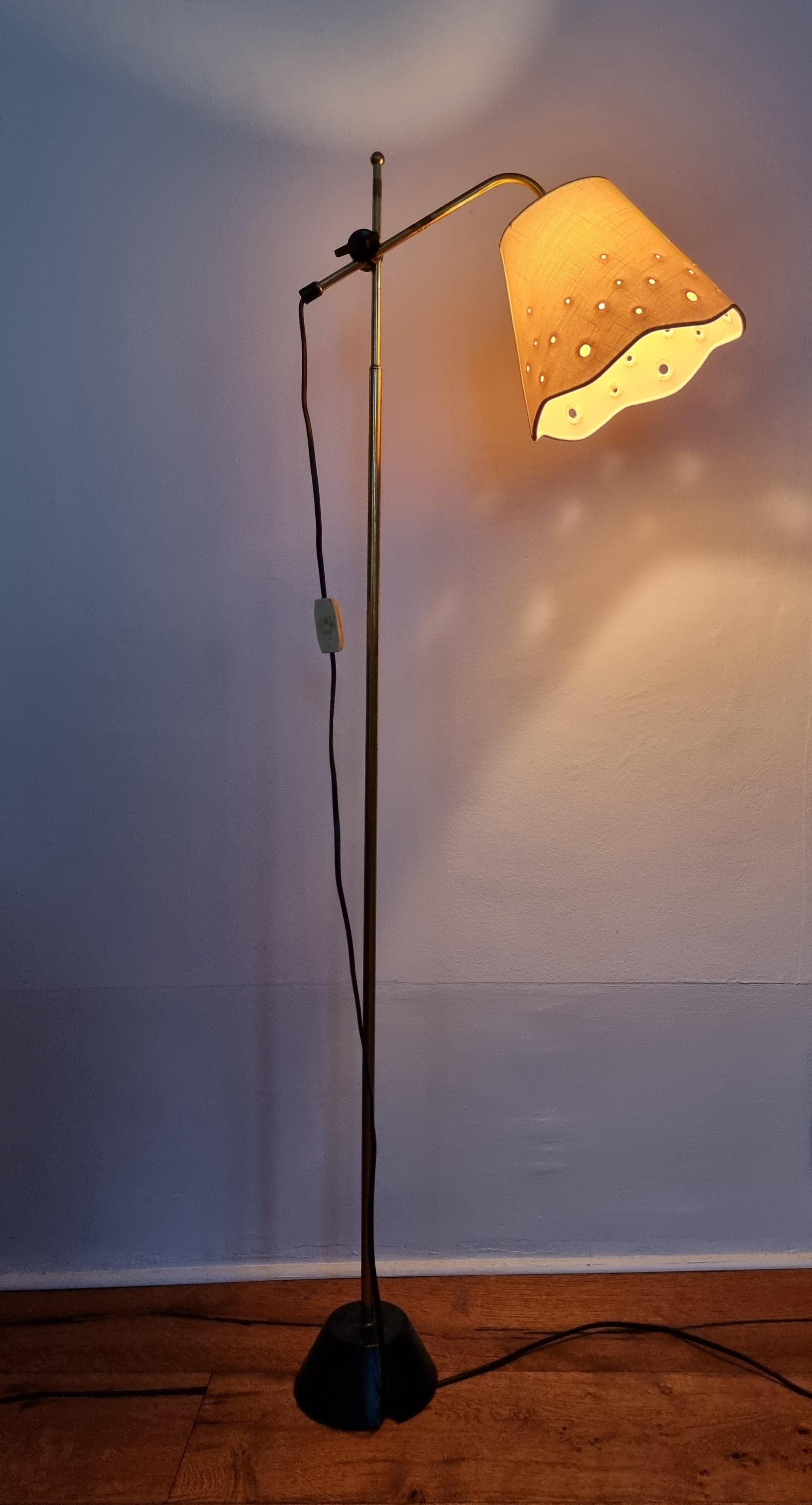 Scandinavian Floor Lamp, Brass with Cast Iron Base, Sweden, Mid-Century Modern 7