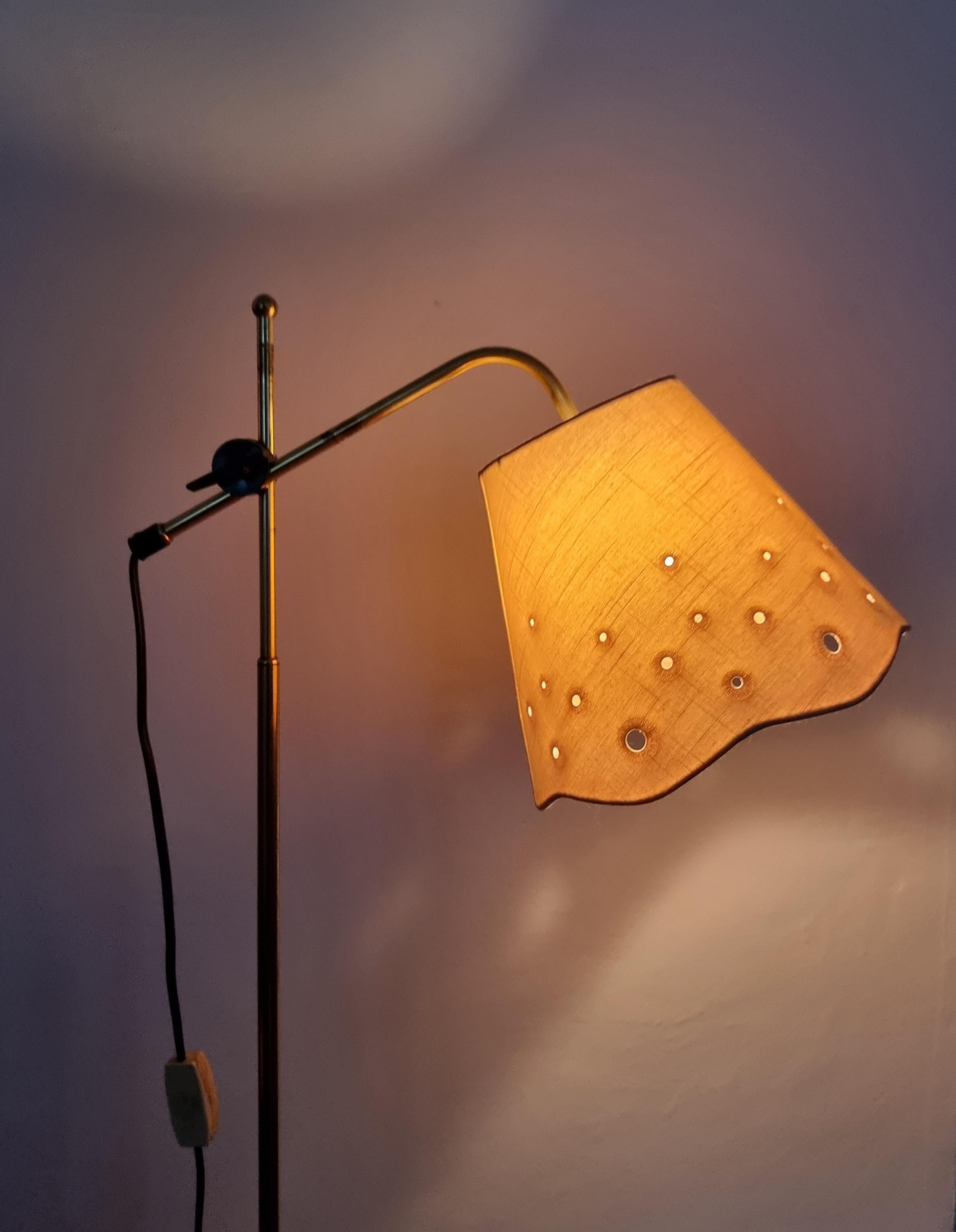Scandinavian Floor Lamp, Brass with Cast Iron Base, Sweden, Mid-Century Modern 8