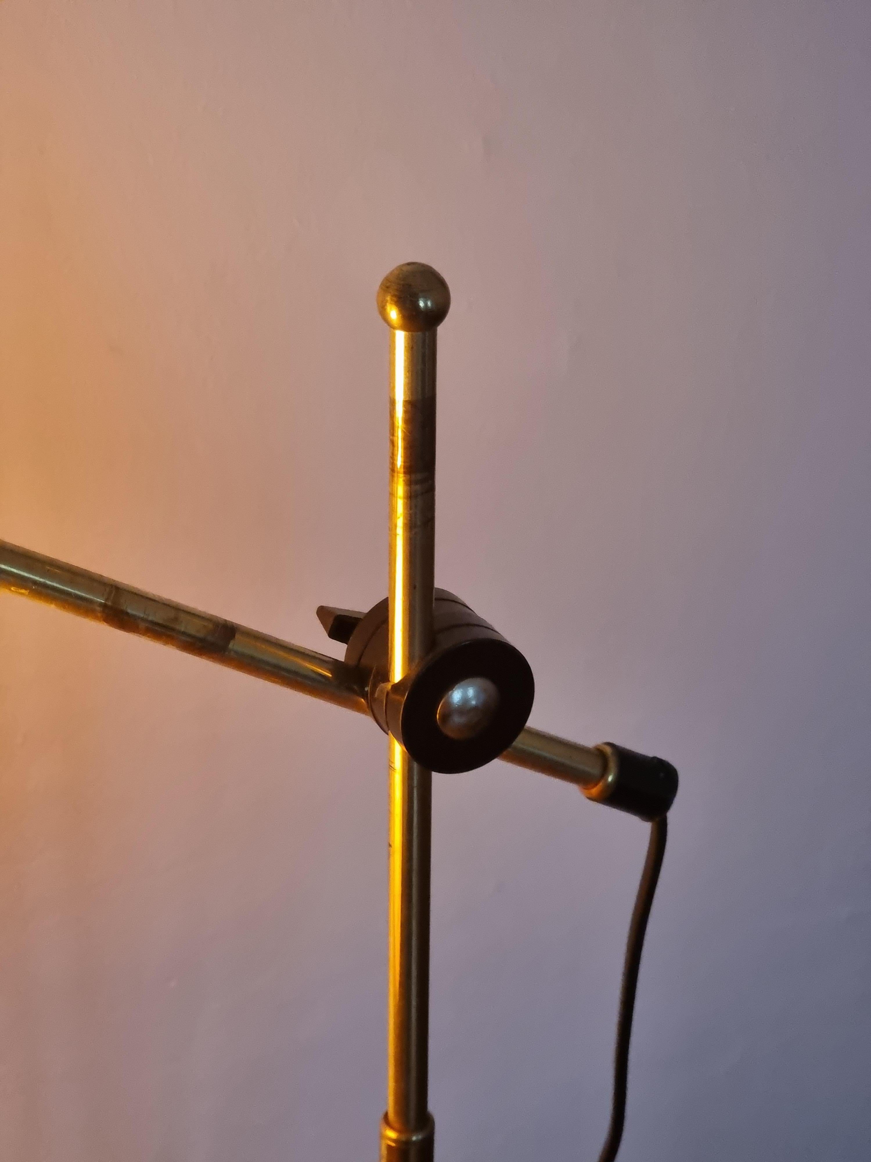 Scandinavian Floor Lamp, Brass with Cast Iron Base, Sweden, Mid-Century Modern 10