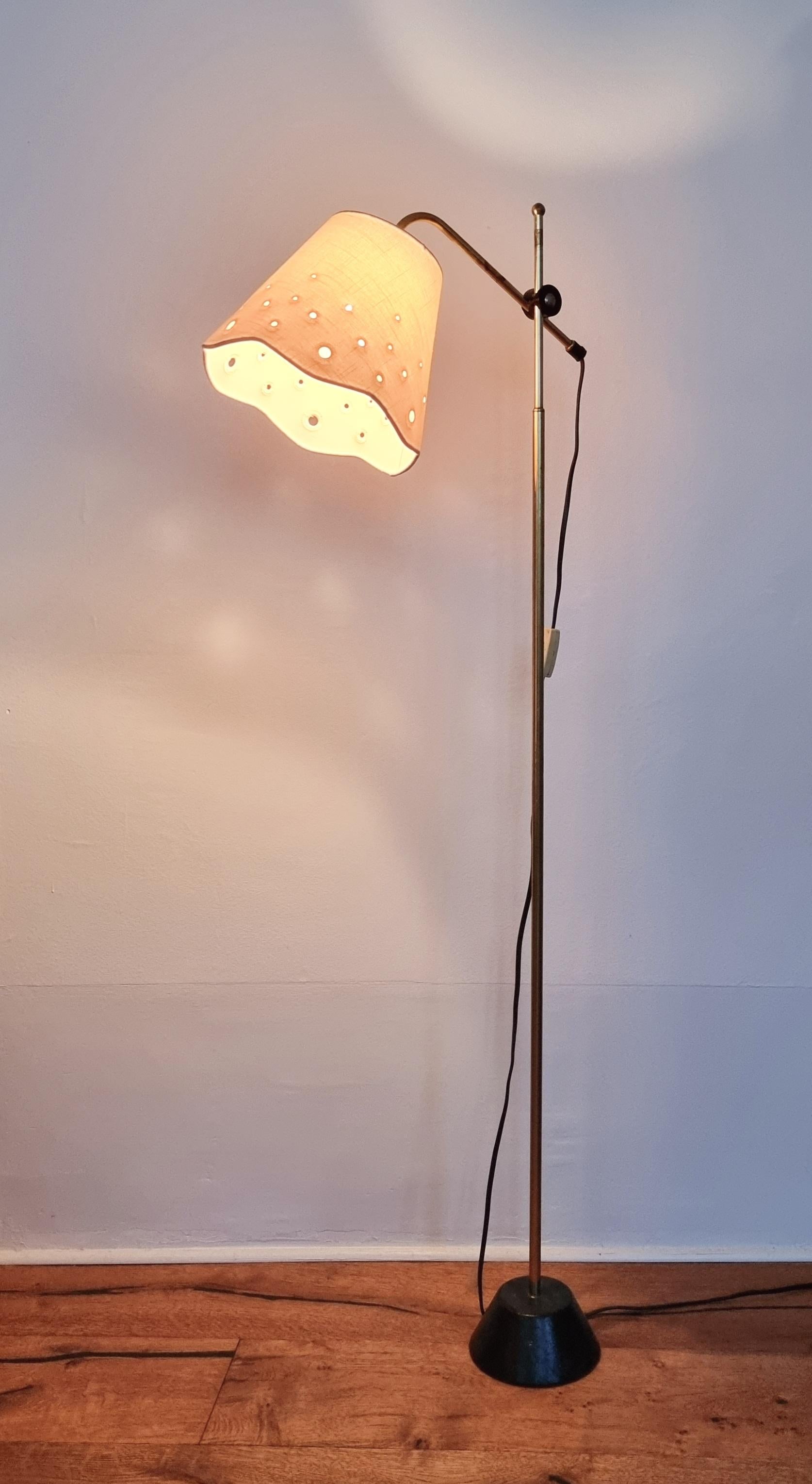 Scandinavian Modern Scandinavian Floor Lamp, Brass with Cast Iron Base, Sweden, Mid-Century Modern