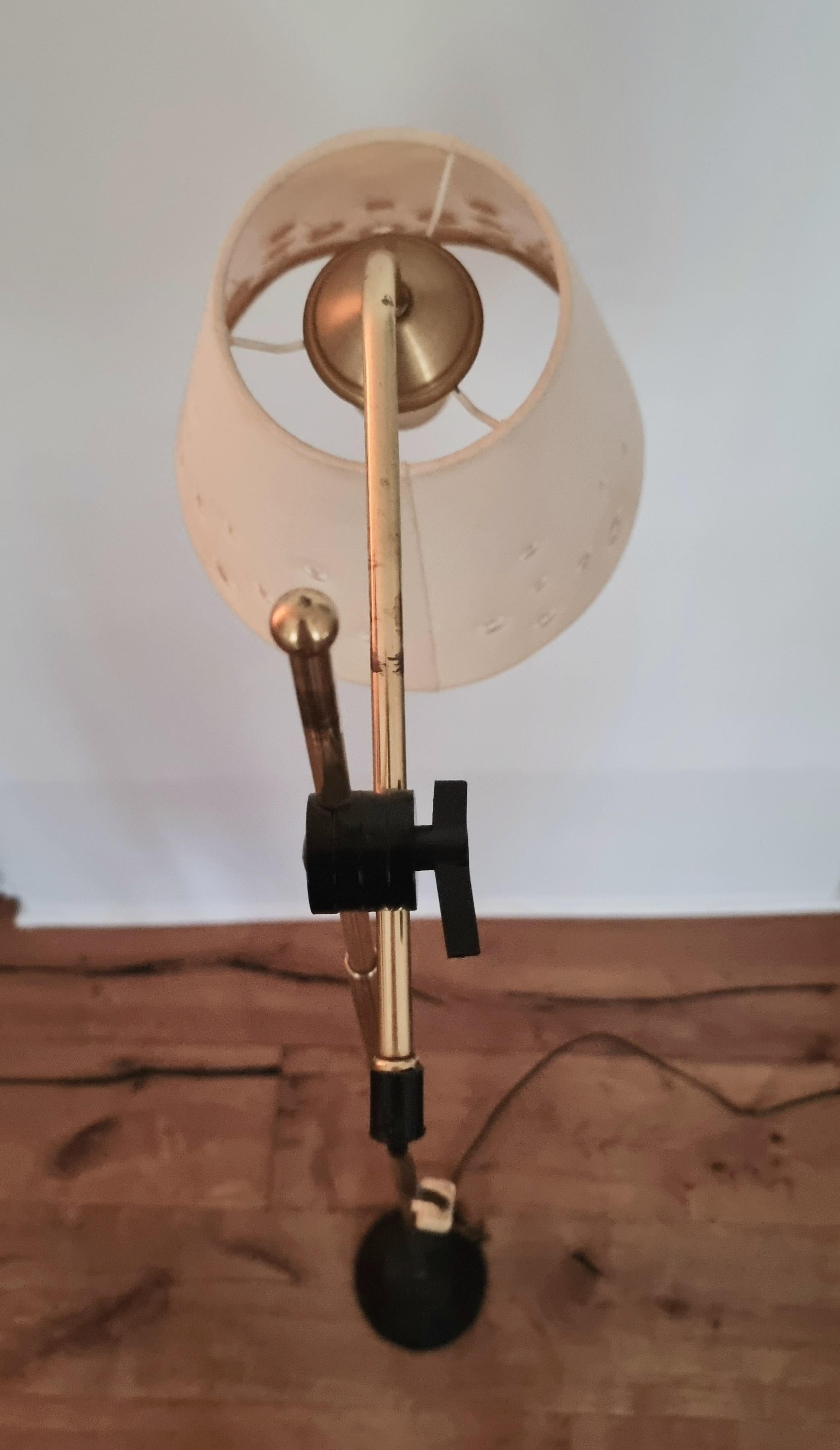 20th Century Scandinavian Floor Lamp, Brass with Cast Iron Base, Sweden, Mid-Century Modern
