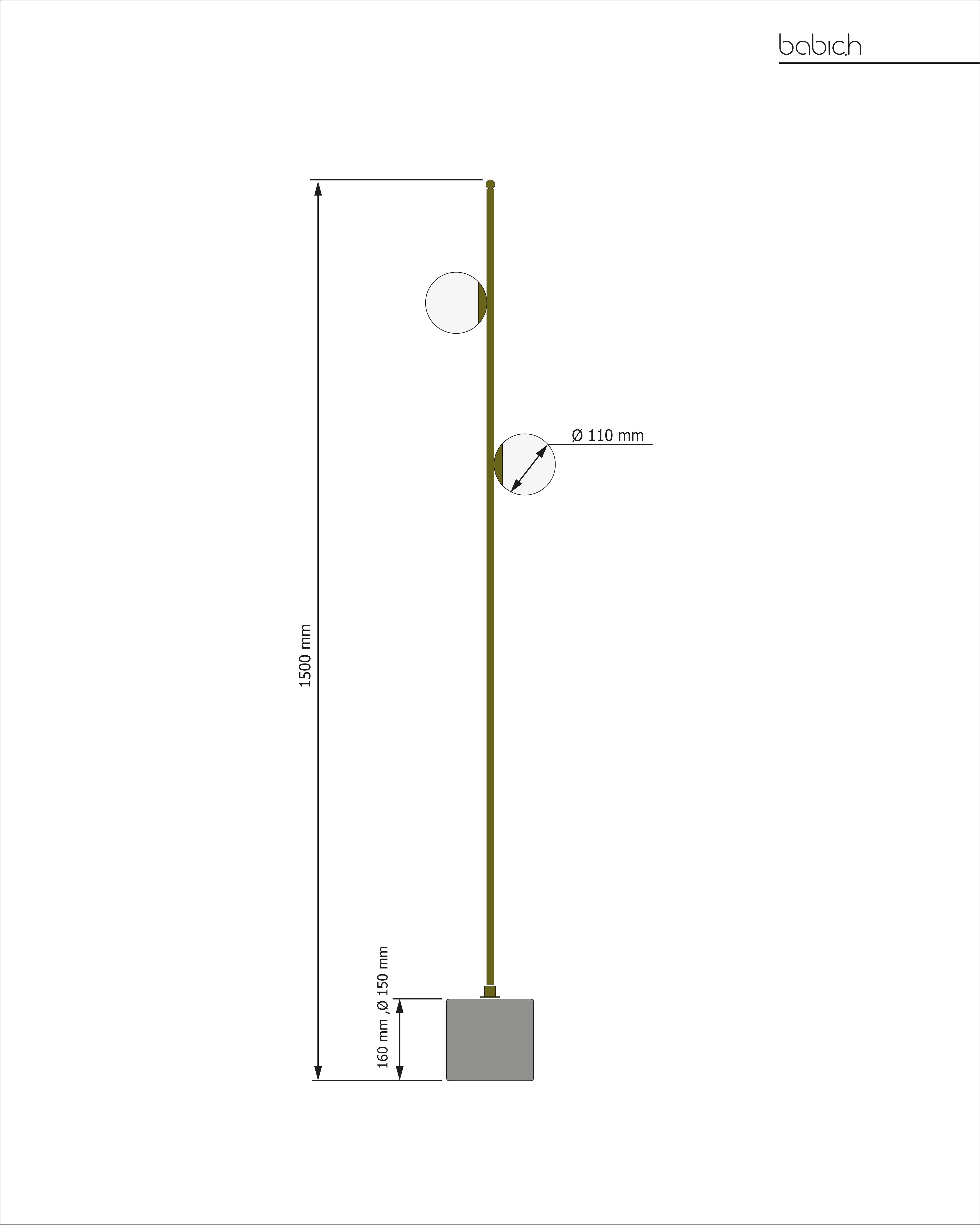 Scandinavian Floor Lamp, Modern Steel Lighting With Glass, Concrete For Sale 3