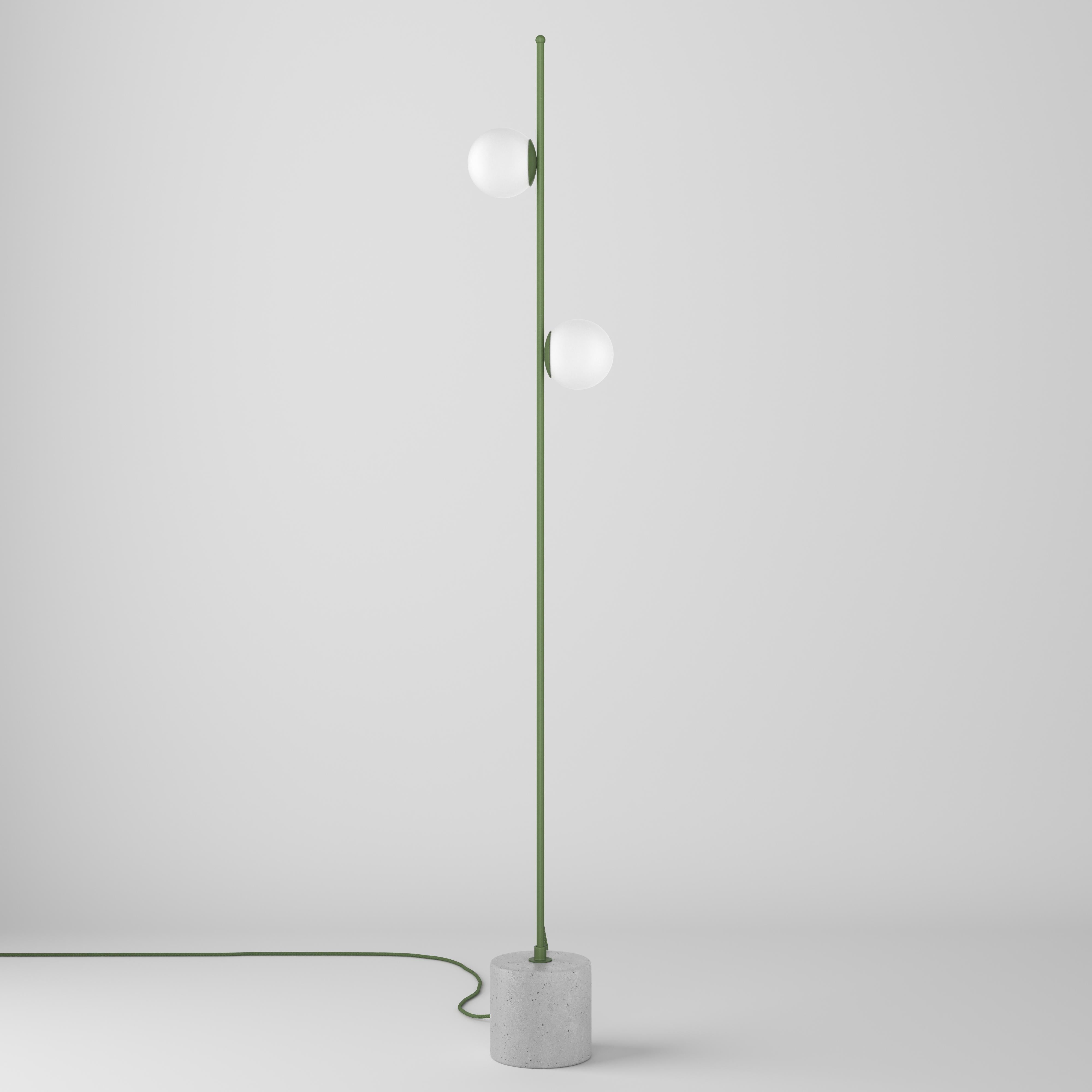 Minimalist Scandinavian Floor Lamp, Modern Steel Lighting With Glass, Concrete For Sale