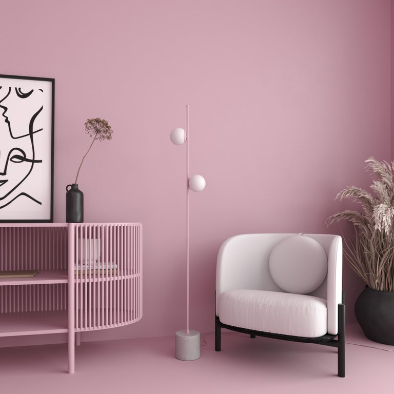 Image showcasing Scandinavian Floor Lamp “Bubble”, Modern Steel Lighting With Glass ...