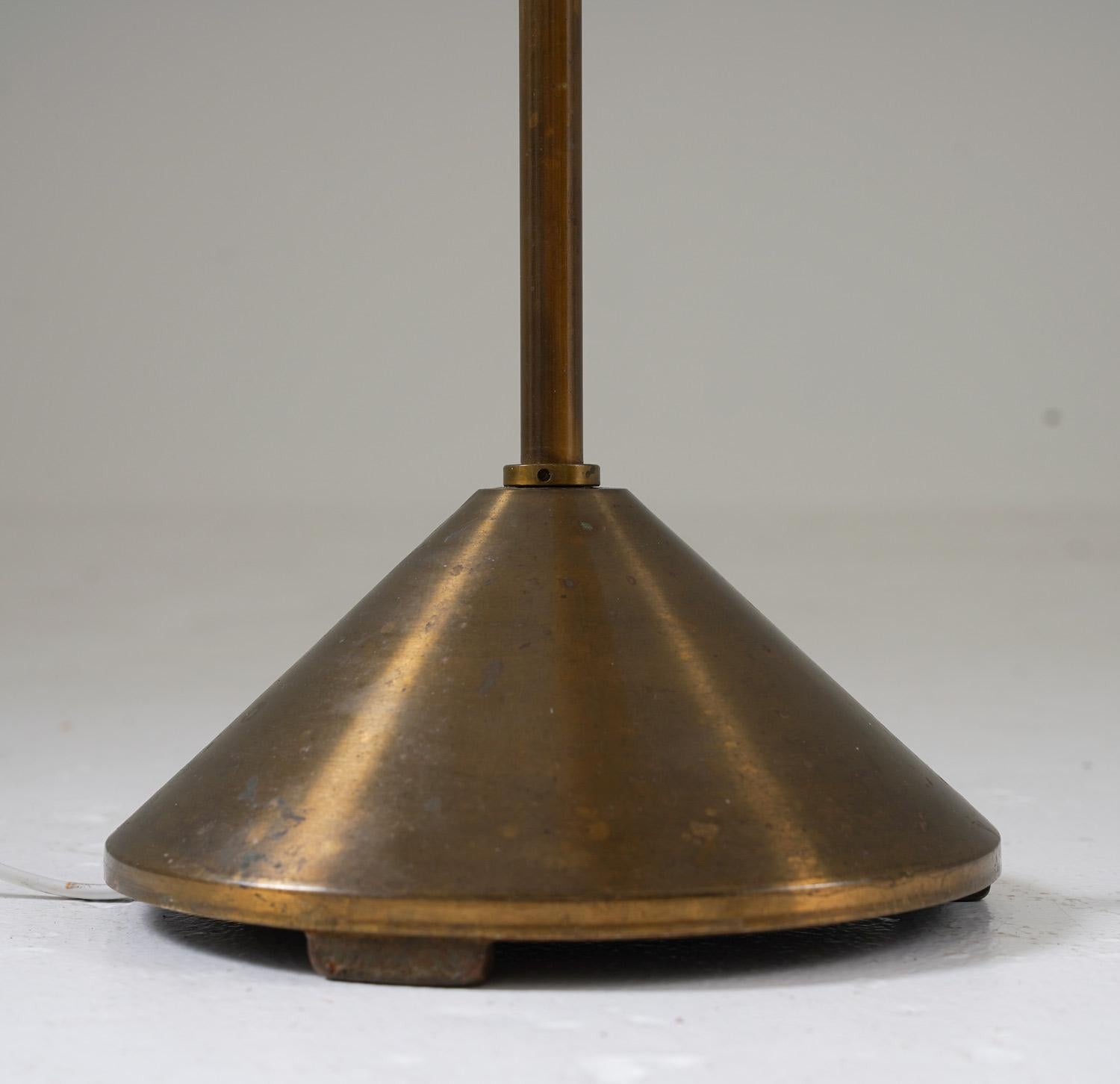 20th Century Scandinavian Floor Lamp in Brass with Cocoon Shade