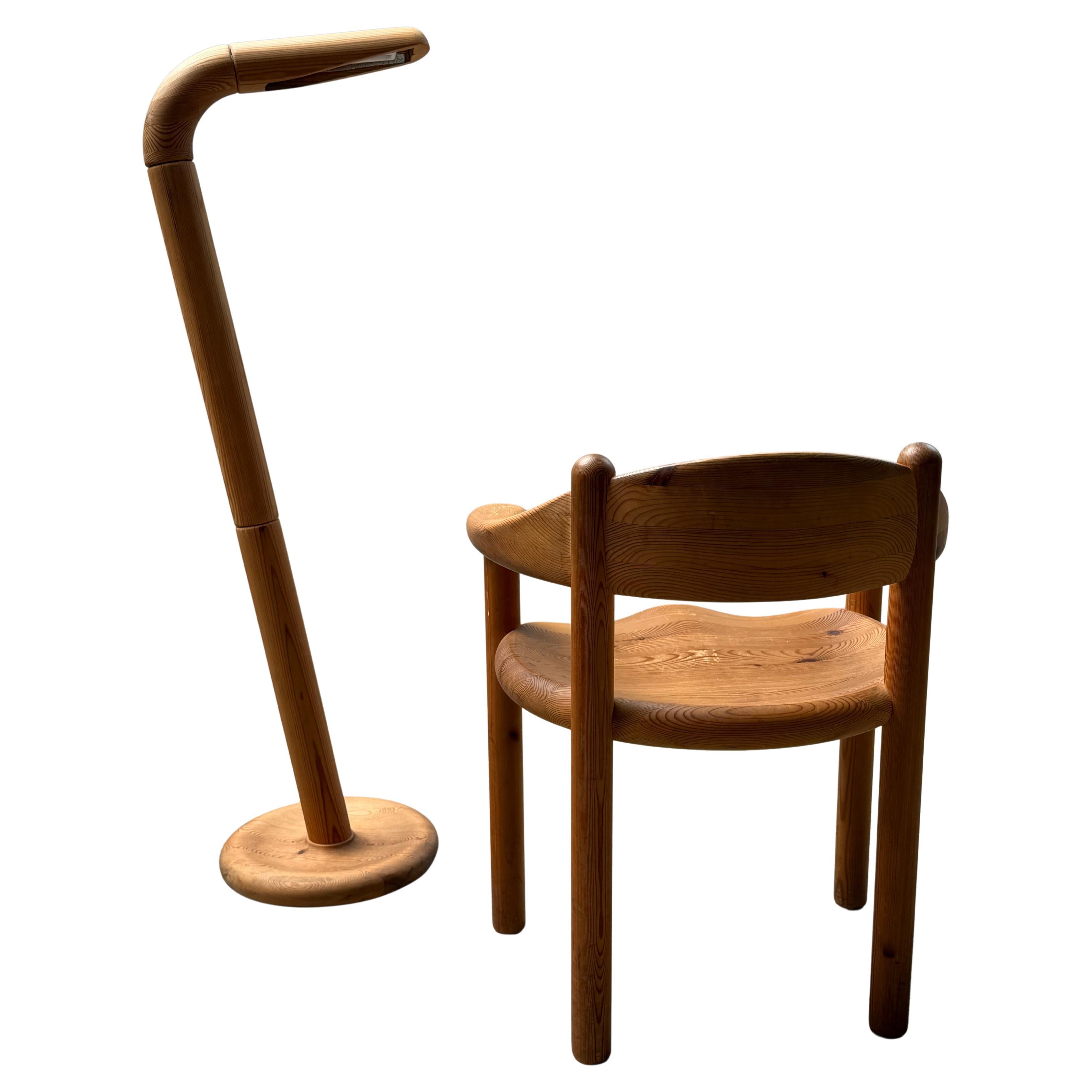 SCANDINAVIAN FLOOR LAMP IN PINE WOOD IN THE STYLE OF RAINER DAUMILLER, 1970s For Sale