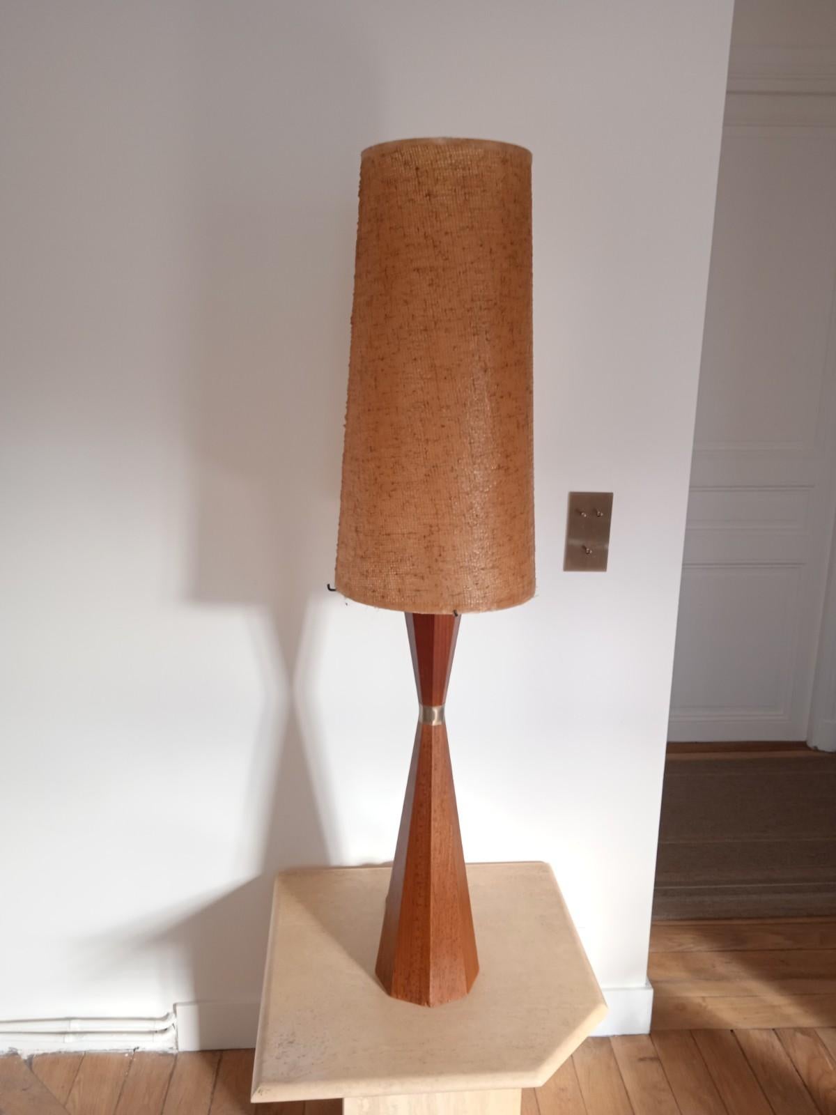 Scandinavian Floor Lamp in Rosewood and Resin Lampshade 1960 4