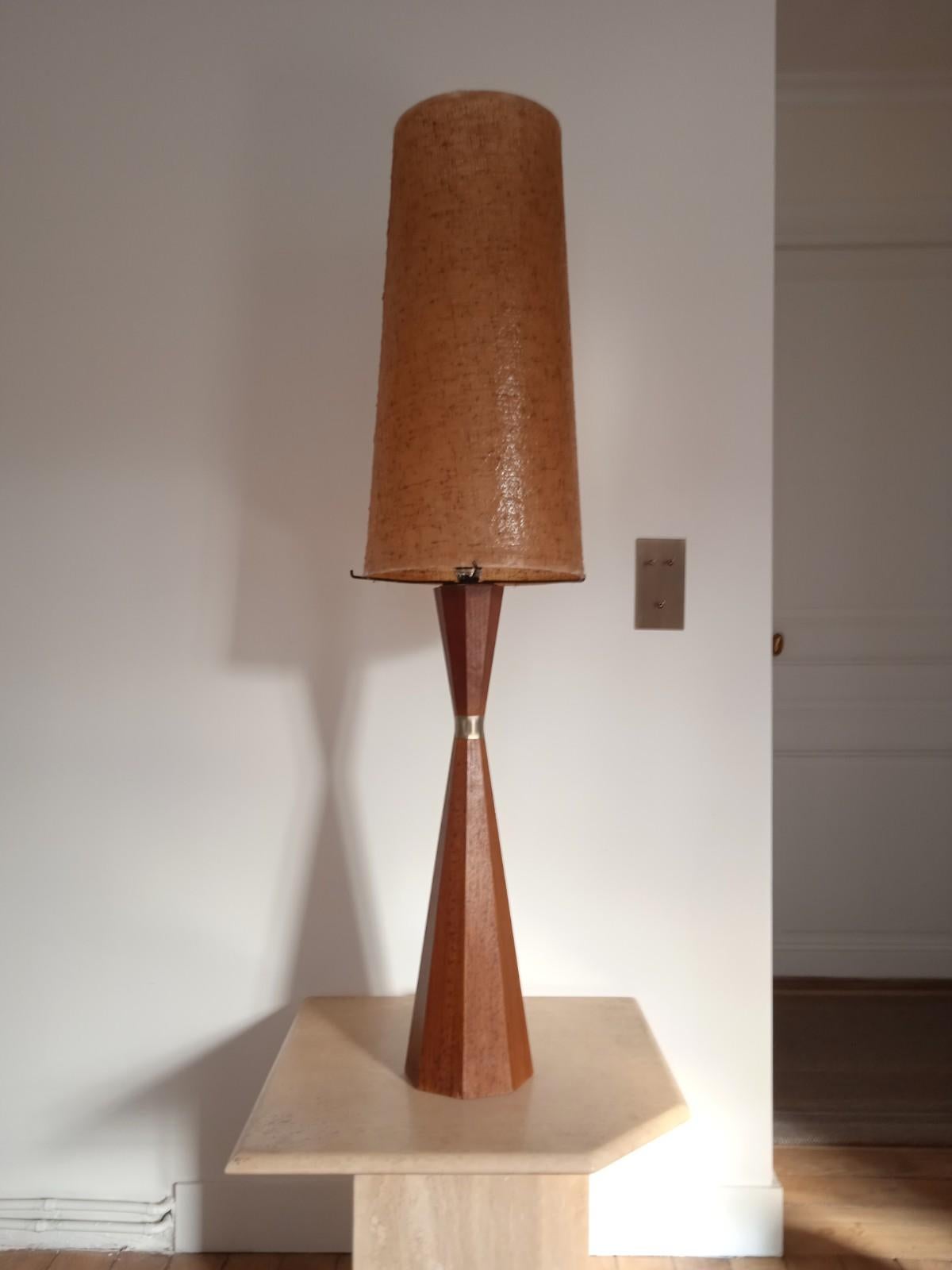Scandinavian Floor Lamp in Rosewood and Resin Lampshade 1960 5