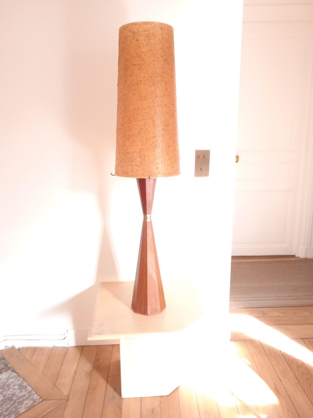 Scandinavian Floor Lamp in Rosewood and Resin Lampshade 1960 6