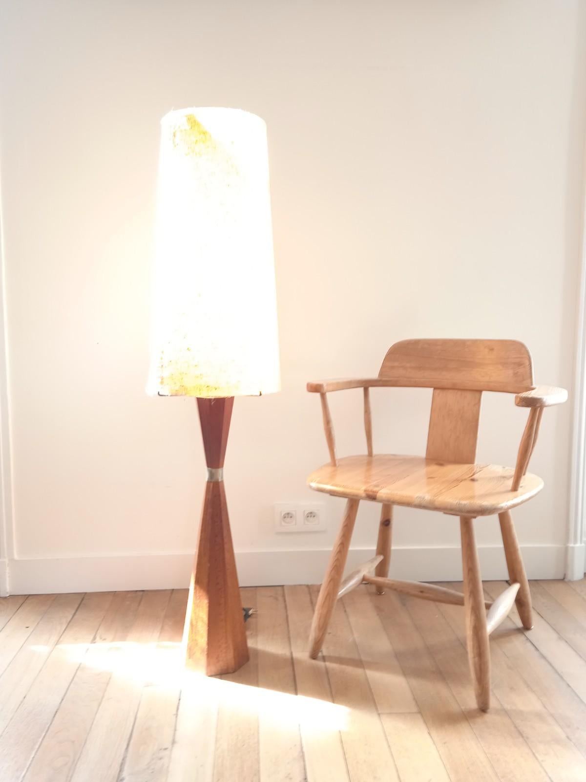 Scandinavian Floor Lamp in Rosewood and Resin Lampshade 1960 9