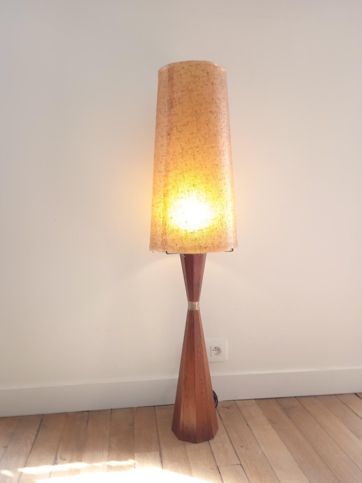 Scandinavian Floor Lamp in Rosewood and Resin Lampshade 1960 10