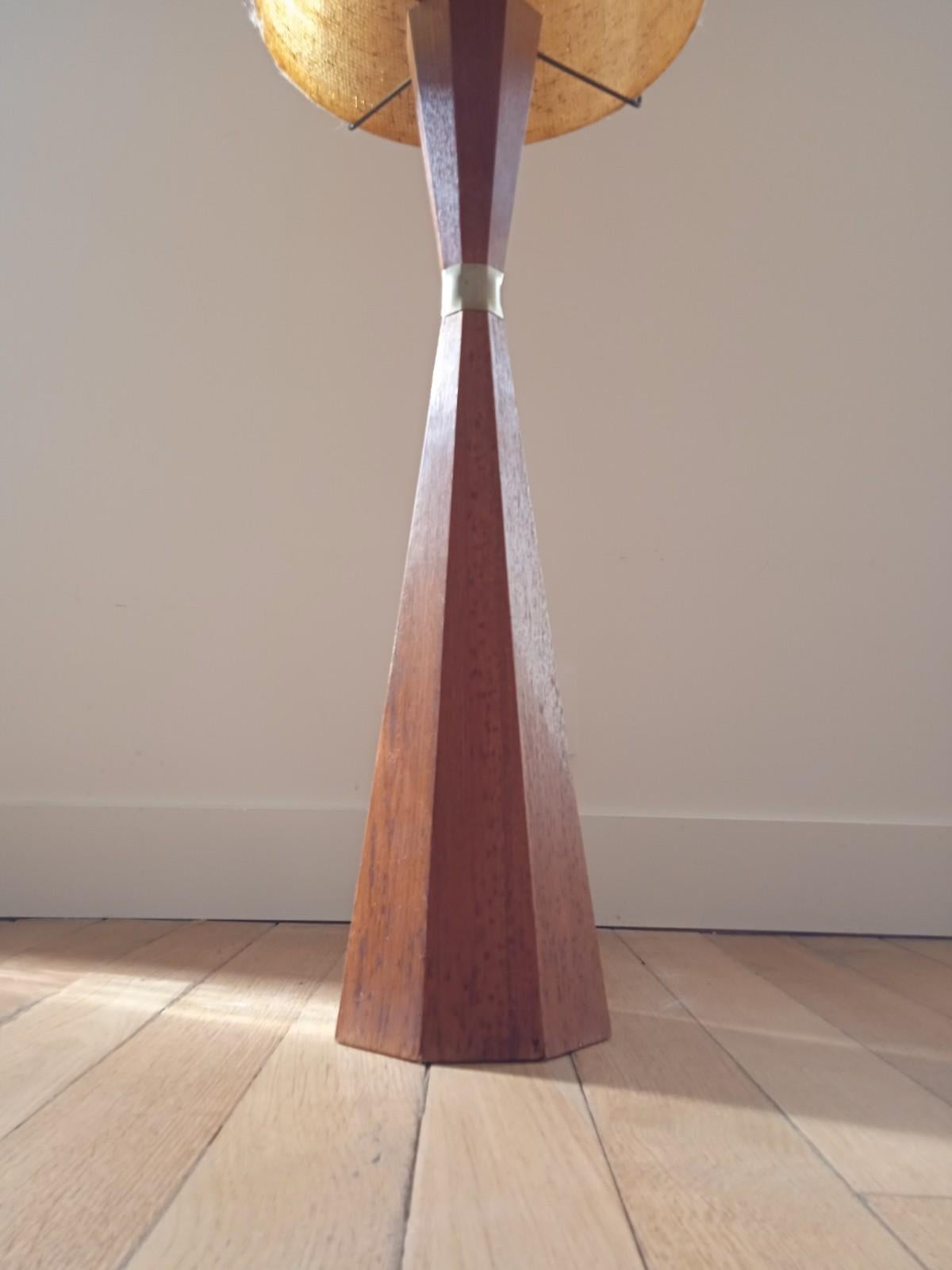 Scandinavian Floor Lamp in Rosewood and Resin Lampshade 1960 14