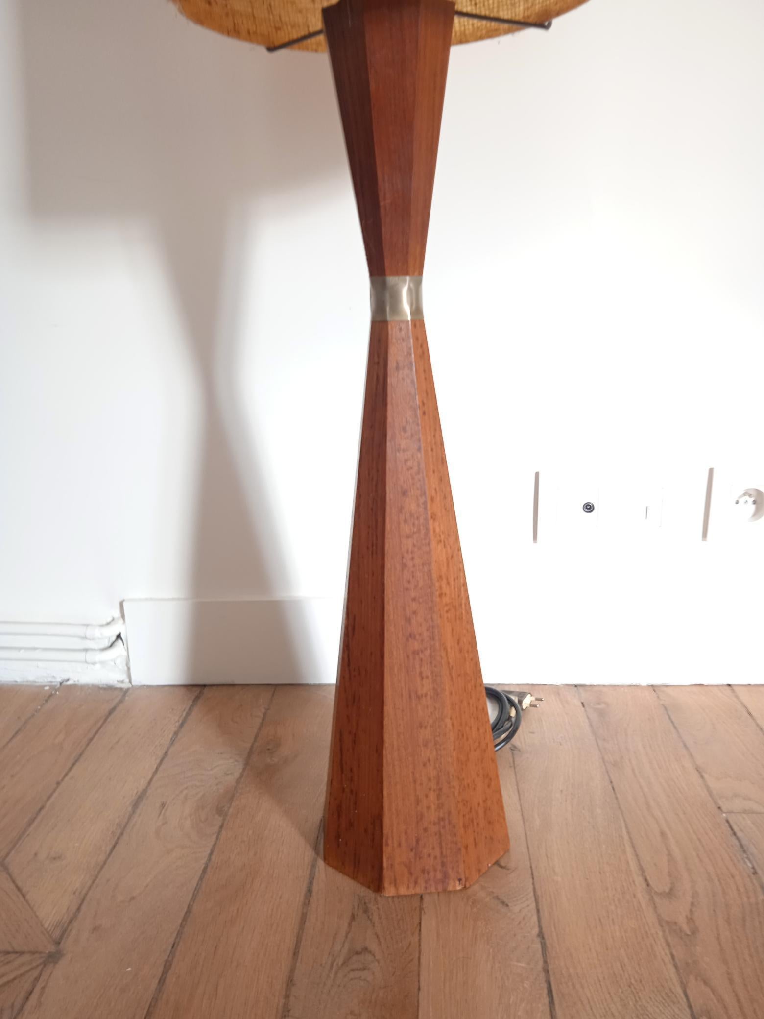 20th Century Scandinavian Floor Lamp in Rosewood and Resin Lampshade 1960