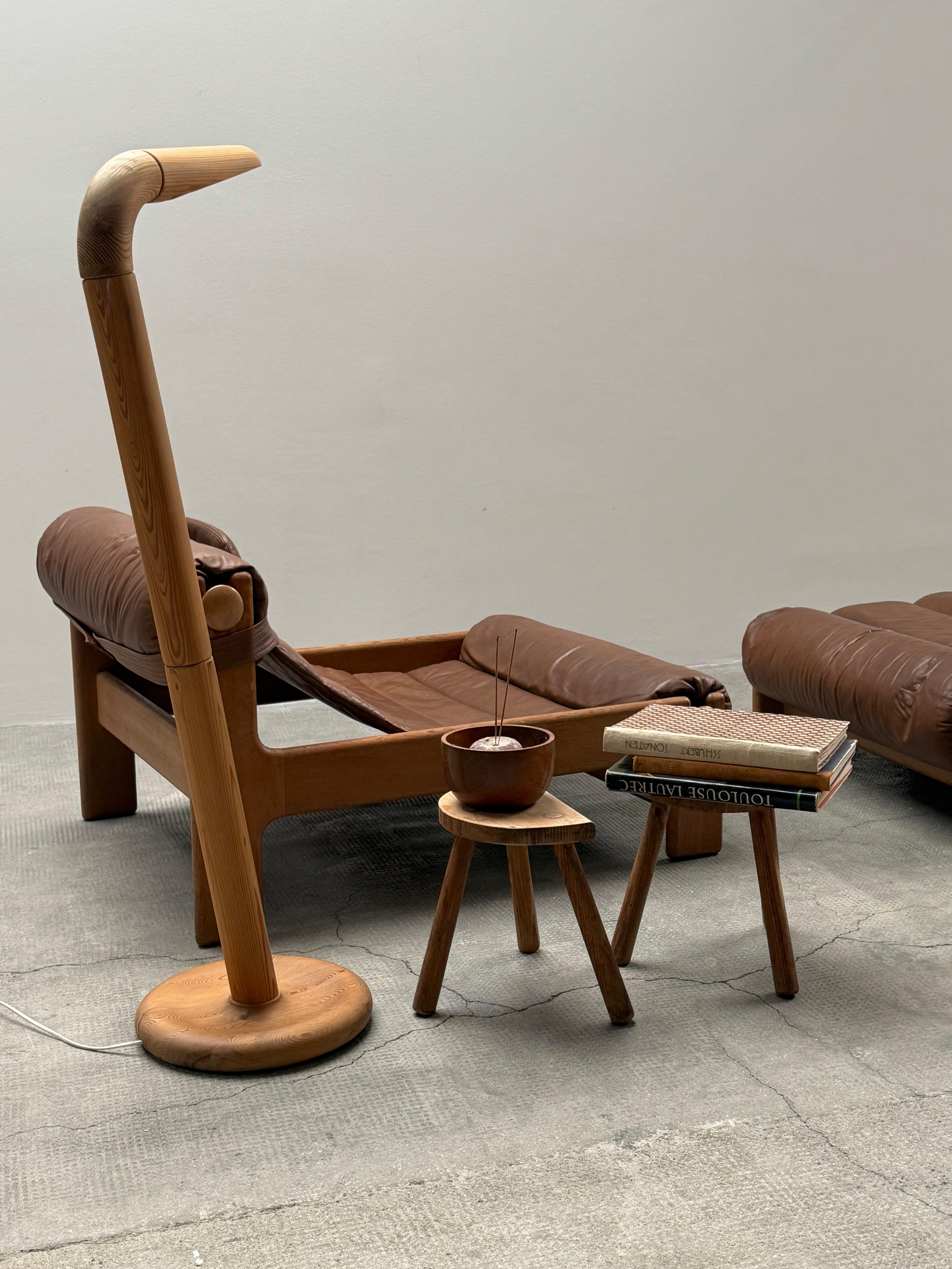 SCANDINAVIAN FLOOR LAMP SOLID PINE WOOD IN THE STYLE OF RAINER DAUMILLER 1970s For Sale 12