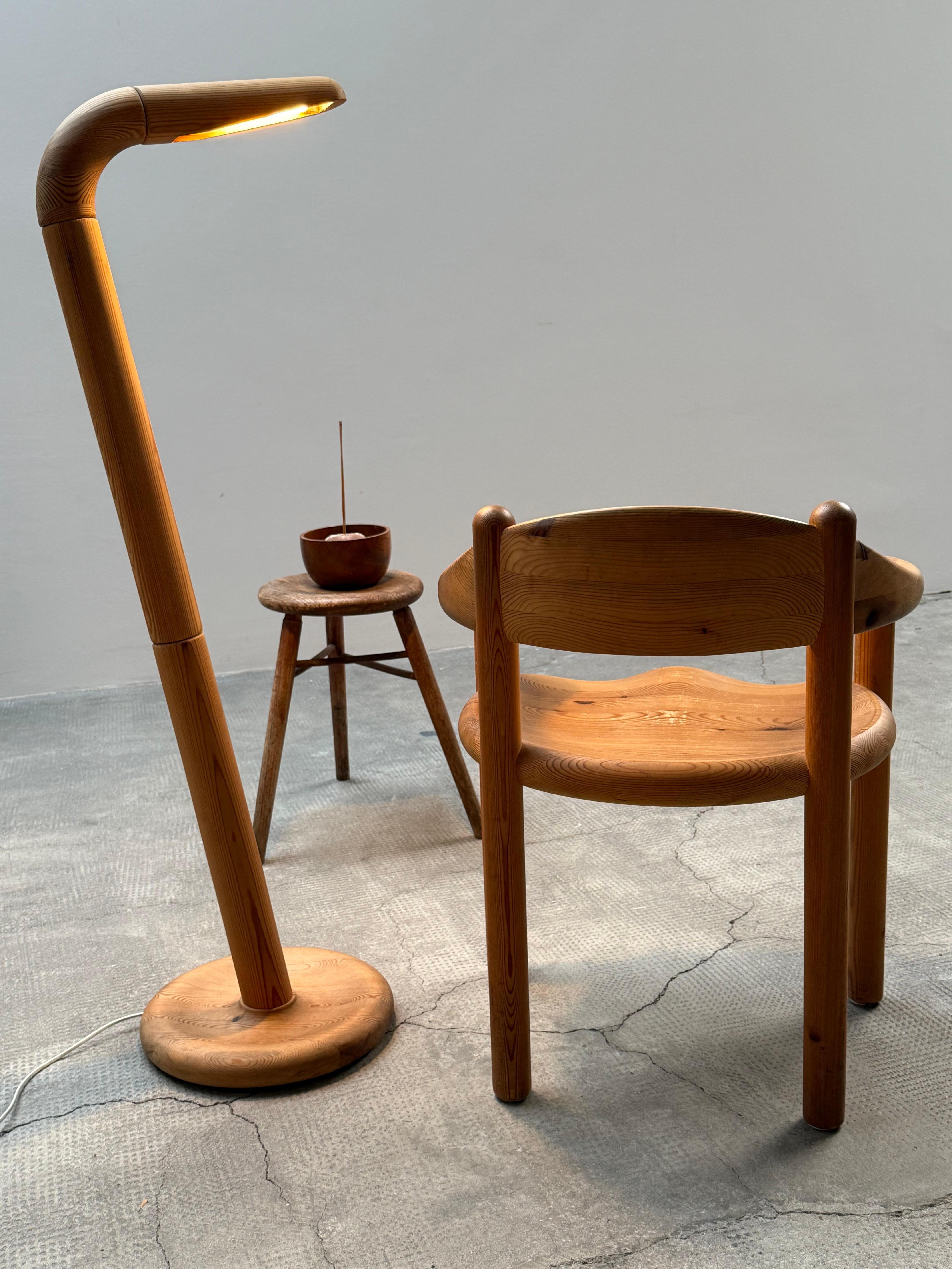 Wood SCANDINAVIAN FLOOR LAMP SOLID PINE WOOD IN THE STYLE OF RAINER DAUMILLER 1970s For Sale