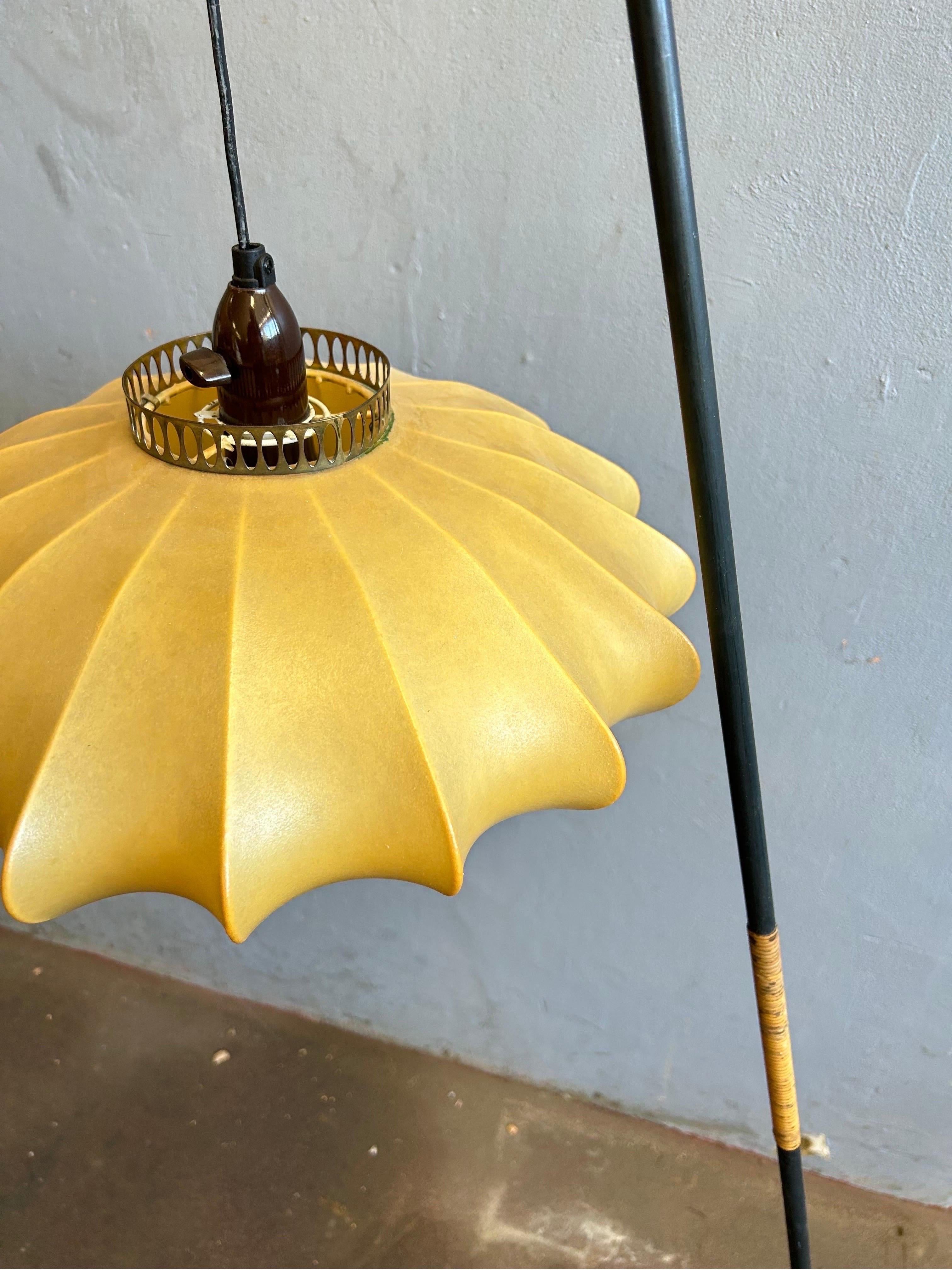 Danish Scandinavian Floor Lamp with Cocoon Lamp Shade
