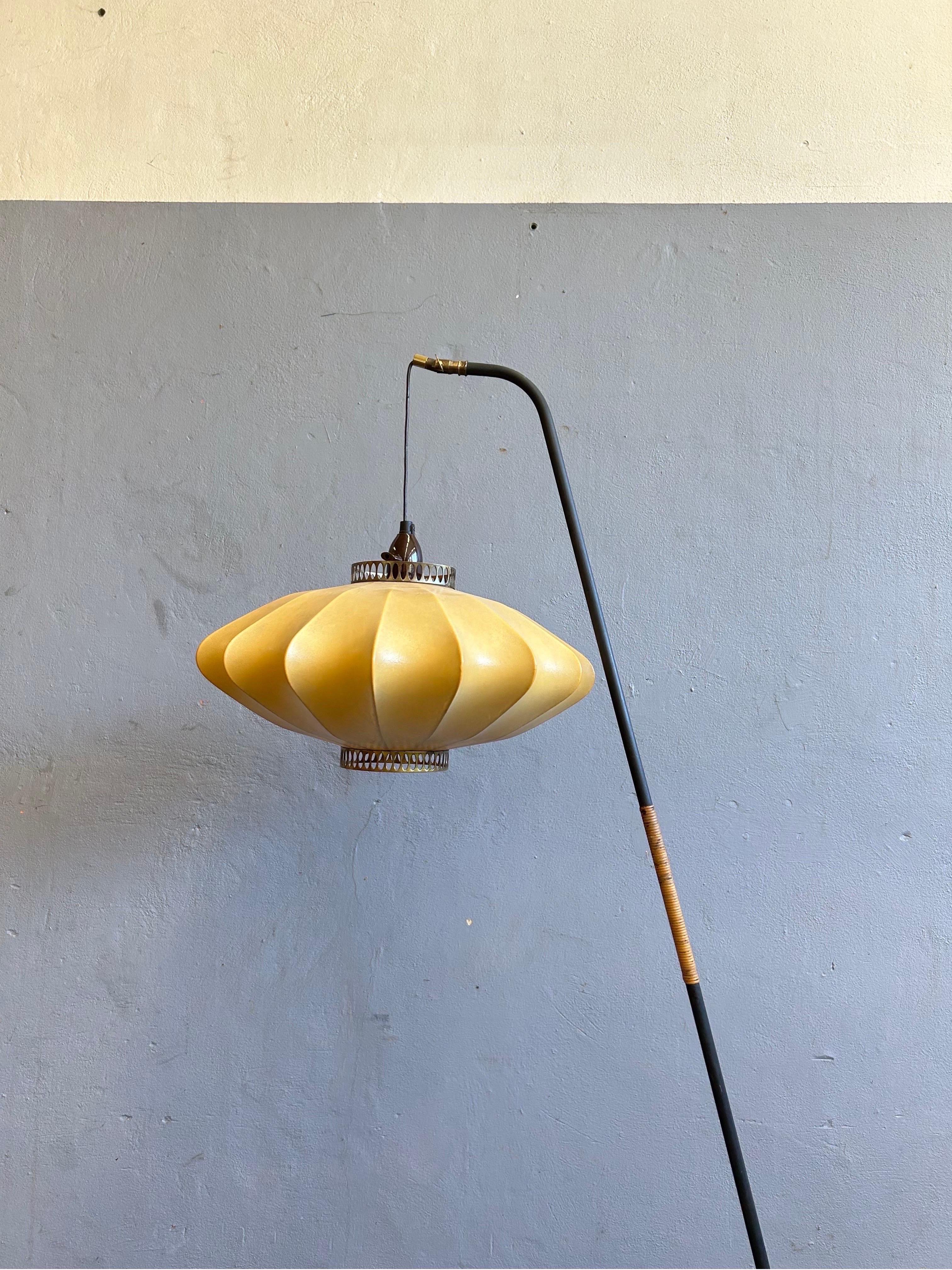Mid-20th Century Scandinavian Floor Lamp with Cocoon Lamp Shade