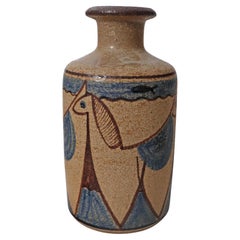 Scandinavian Floor Vase with Horses and Fish in the Style of Picasso