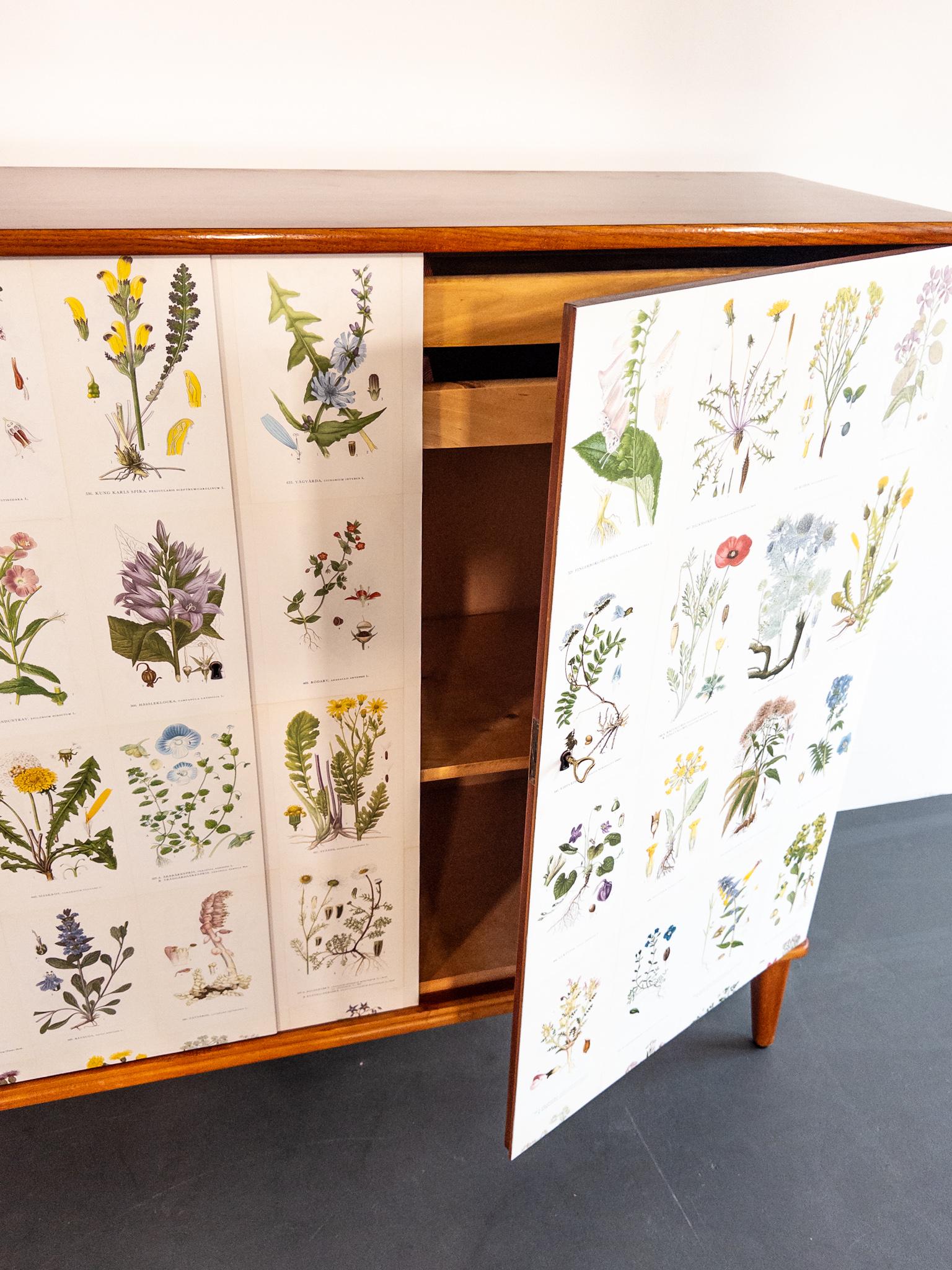 Scandinavian “Flora” Cabinet, Inspired by Josef Frank For Sale 5