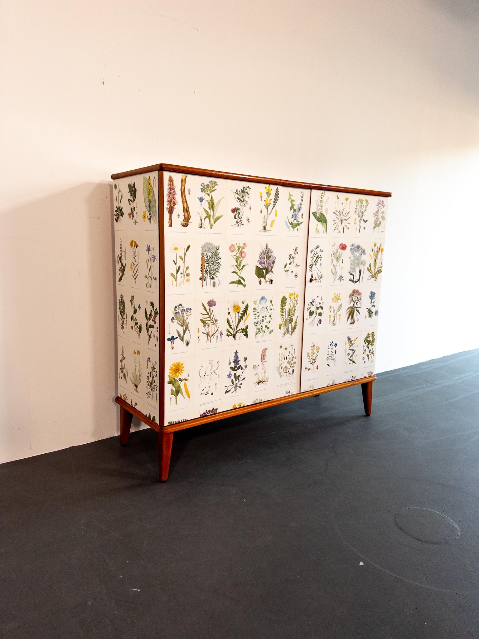 Swedish Scandinavian “Flora” Cabinet, Inspired by Josef Frank For Sale