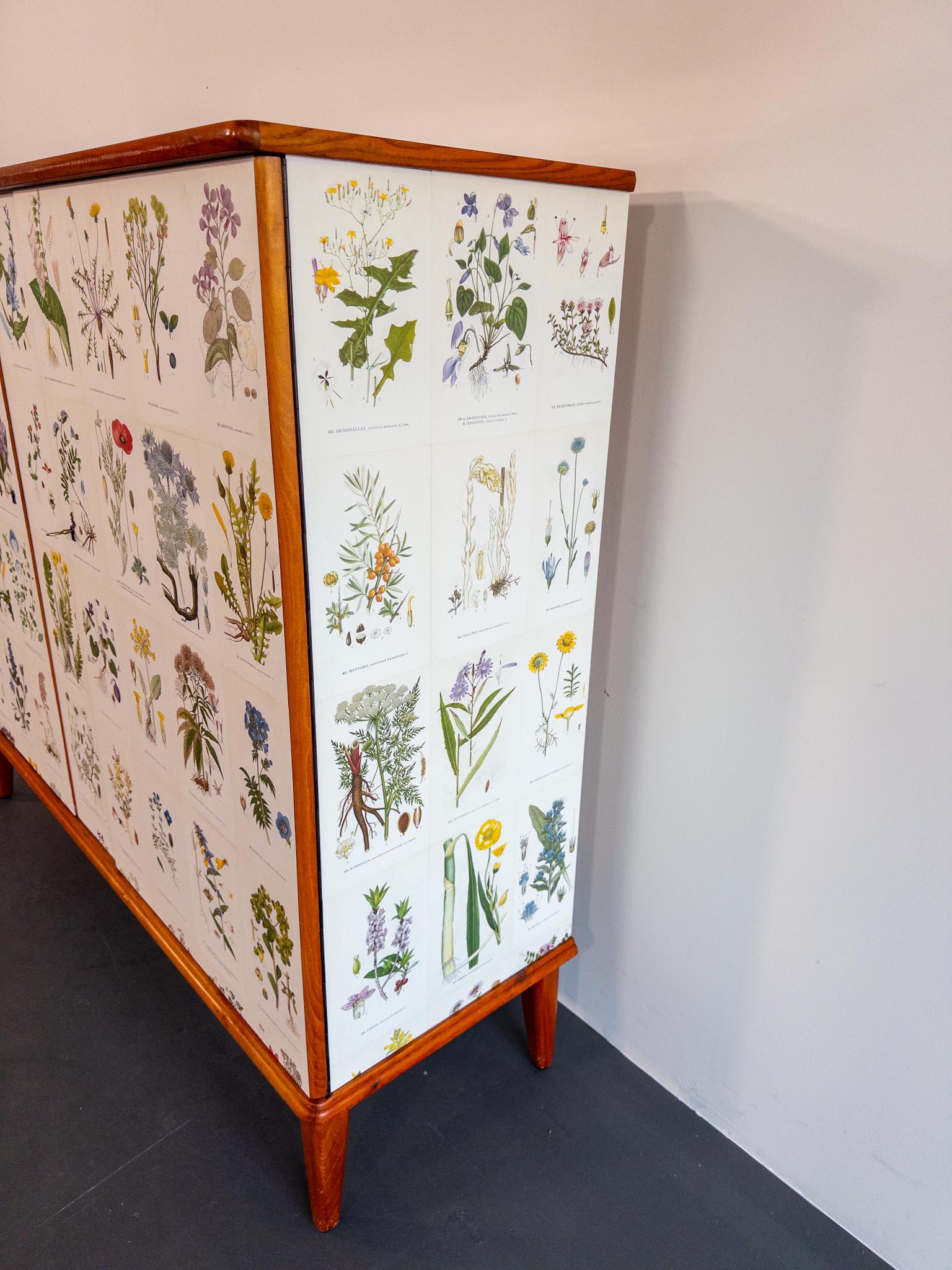 Mahogany Scandinavian “Flora” Cabinet, Inspired by Josef Frank For Sale