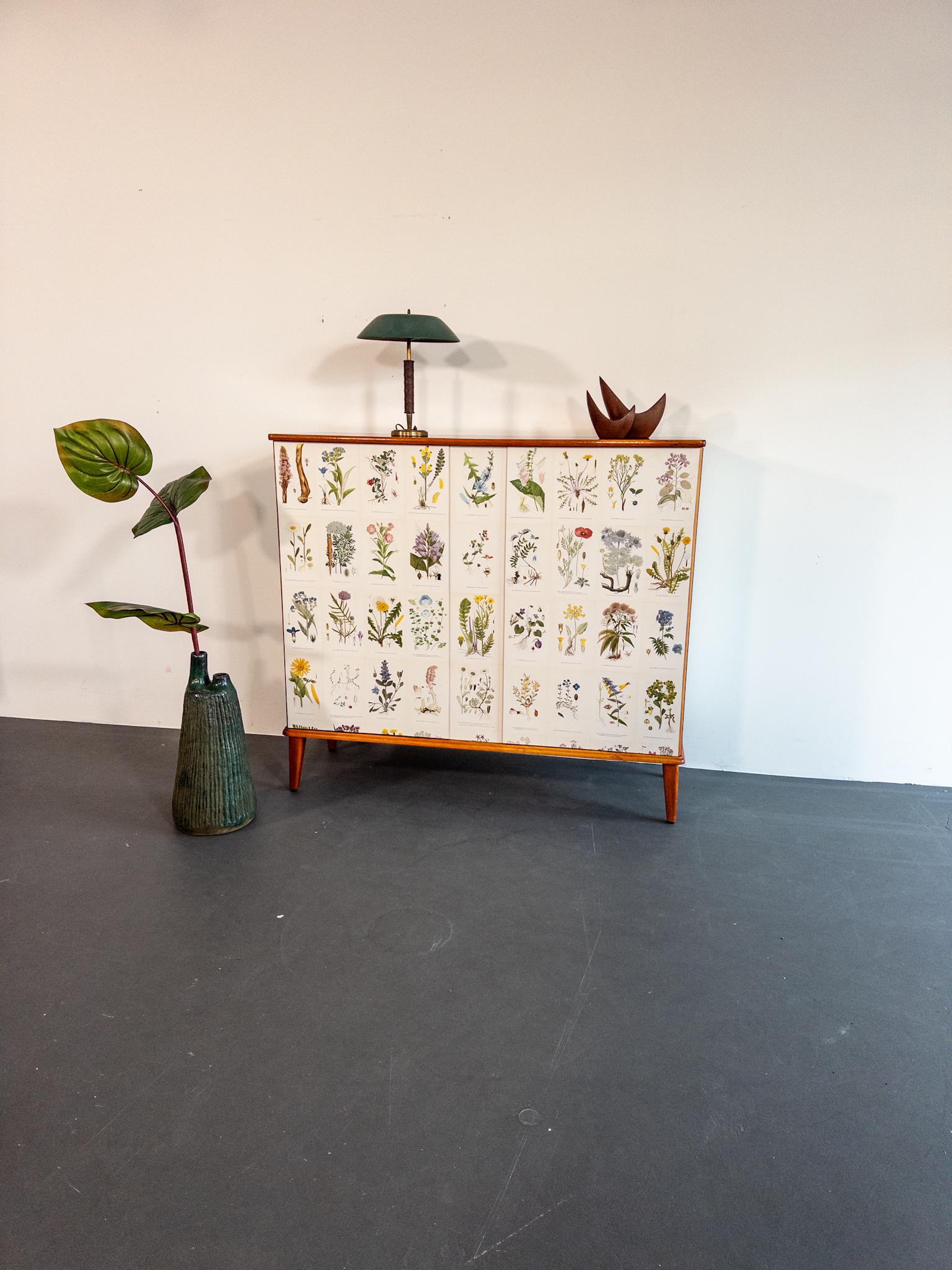 Scandinavian “Flora” Cabinet, Inspired by Josef Frank For Sale 1