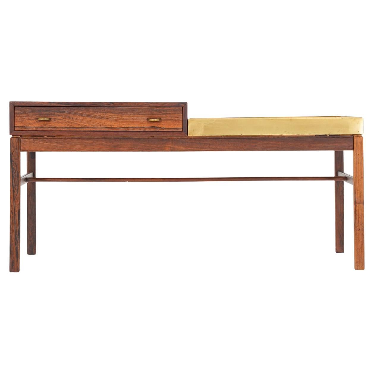Scandinavian Flower Table "Casino" in Rosewood and Brass by Engström & Myrstrand