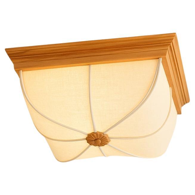 Coppia di lampade da soffitto scandinave a incasso in pino e lino, anni
60