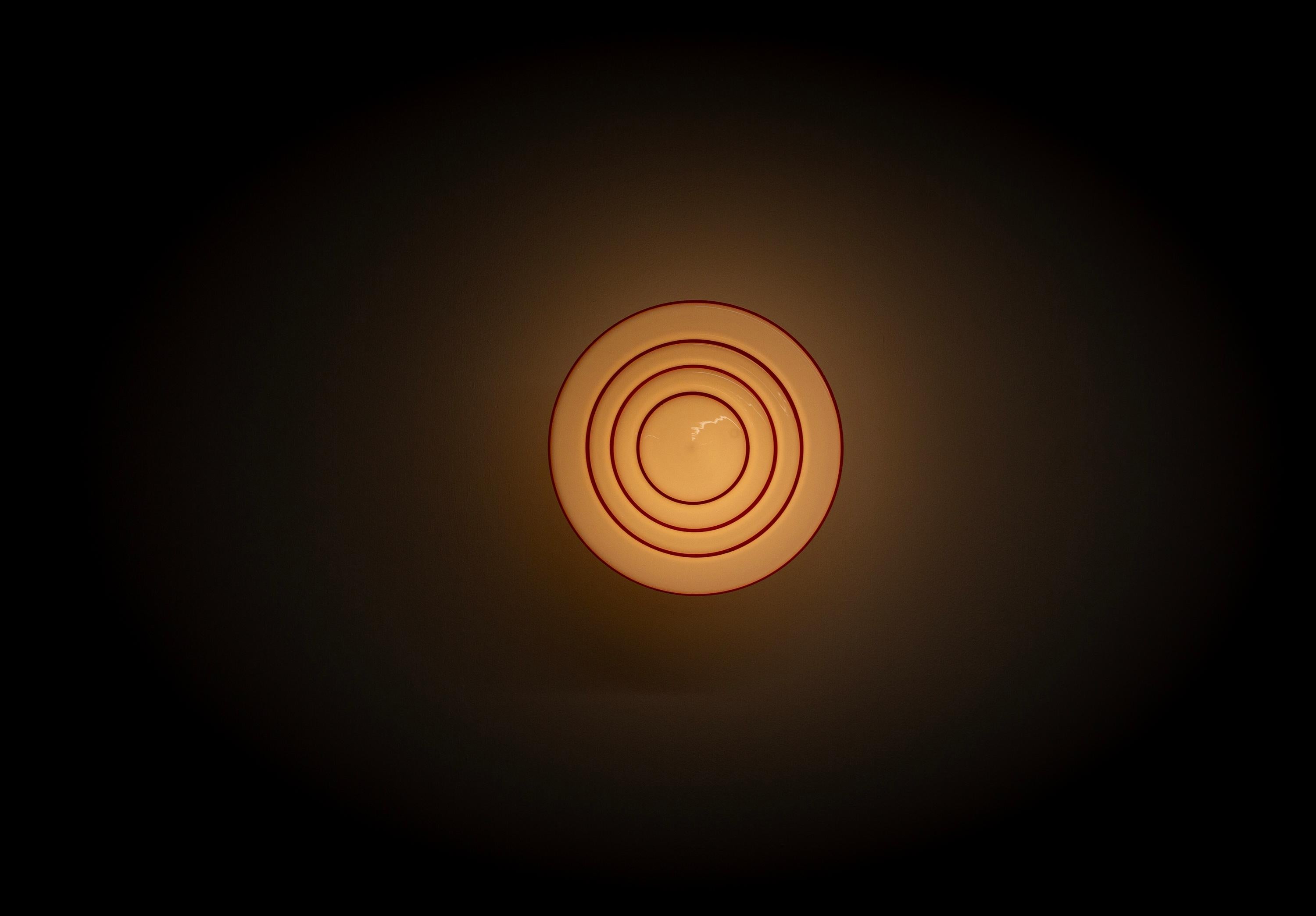 Plafón escandinavo empotrable, años 1930, preparado para UL Vidrio opalino en venta