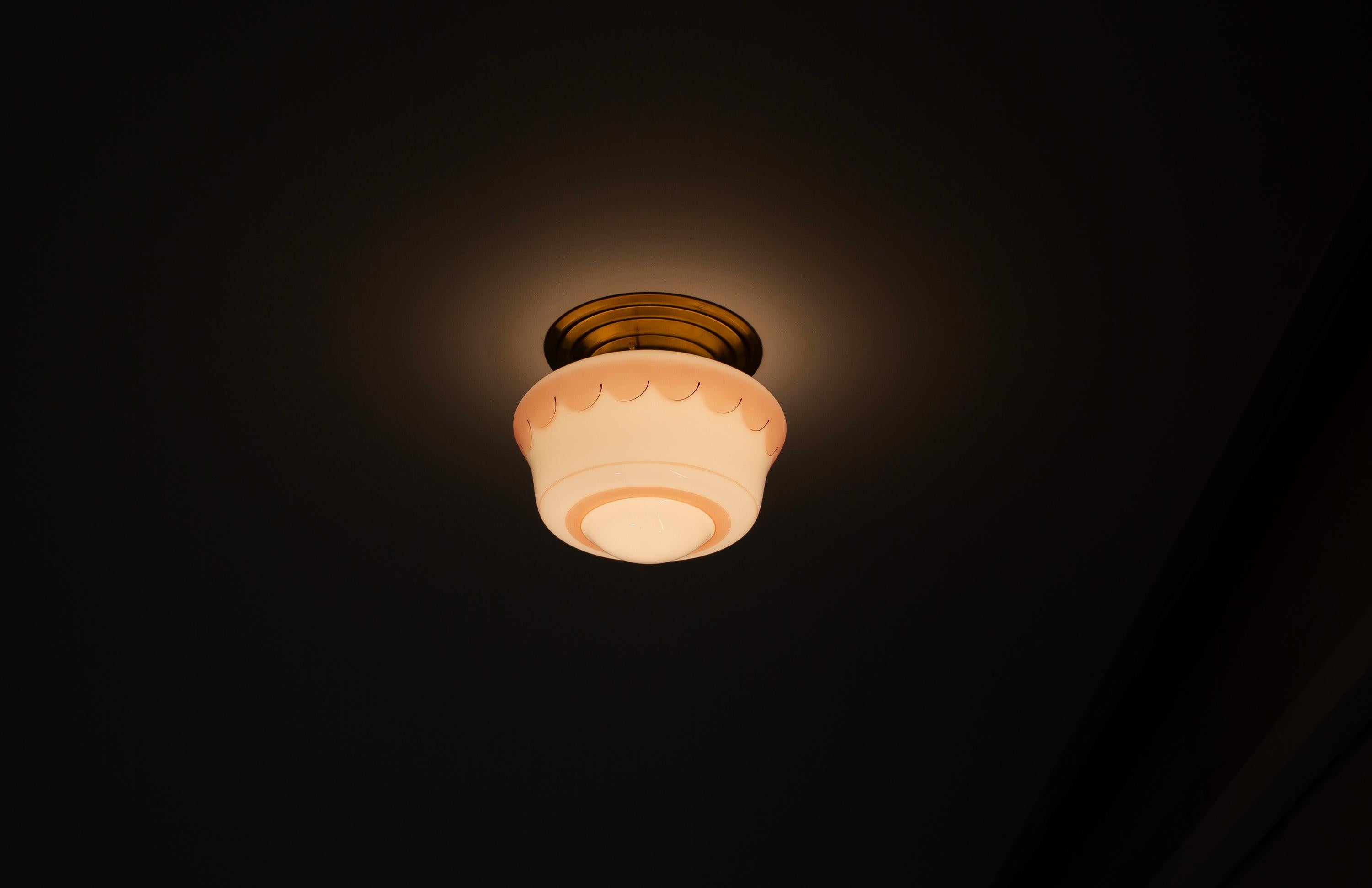 Scandinavian Flush Mount Ceiling Light, 1950s For Sale 4