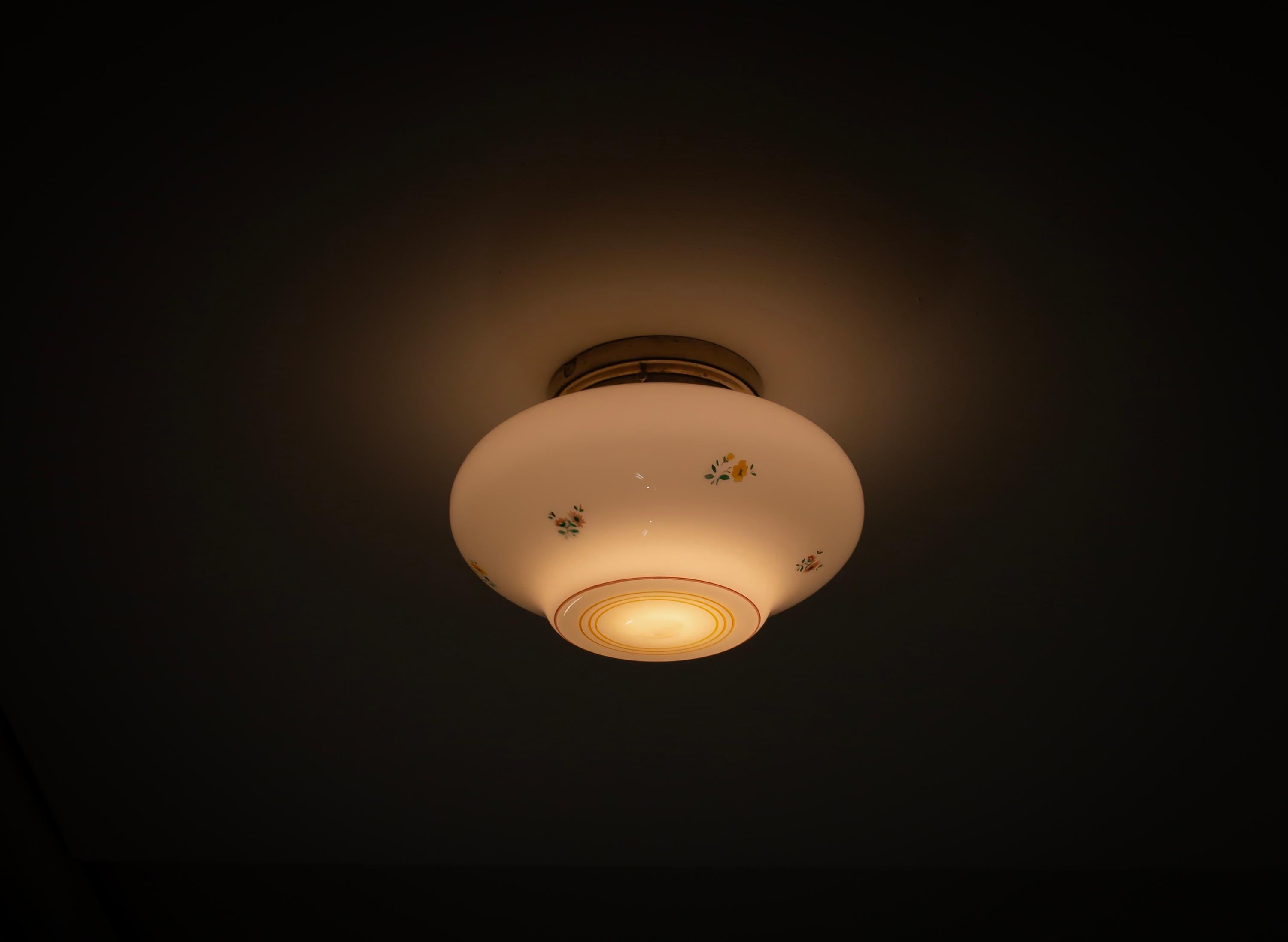 Scandinavian Flush Mount Ceiling Light, 1950s In Good Condition For Sale In Oslo, NO