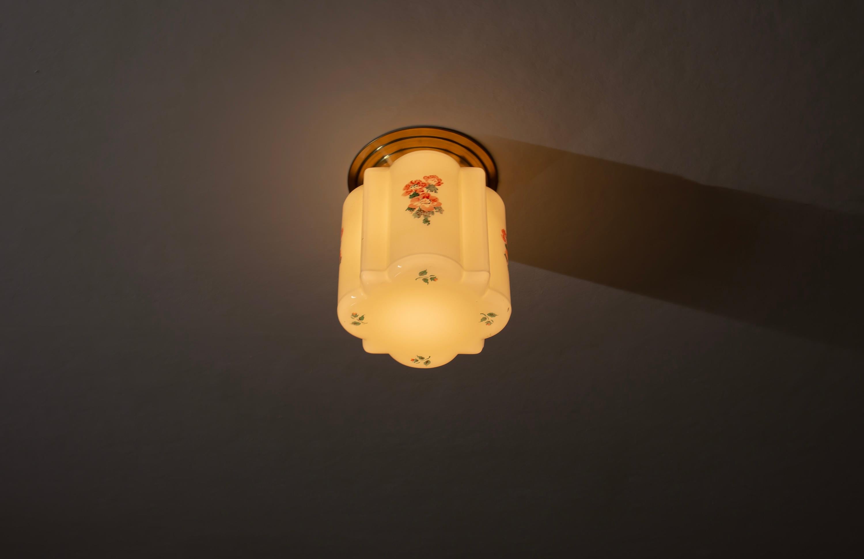 Brass Scandinavian Flush Mount Ceiling Light, 1950s For Sale