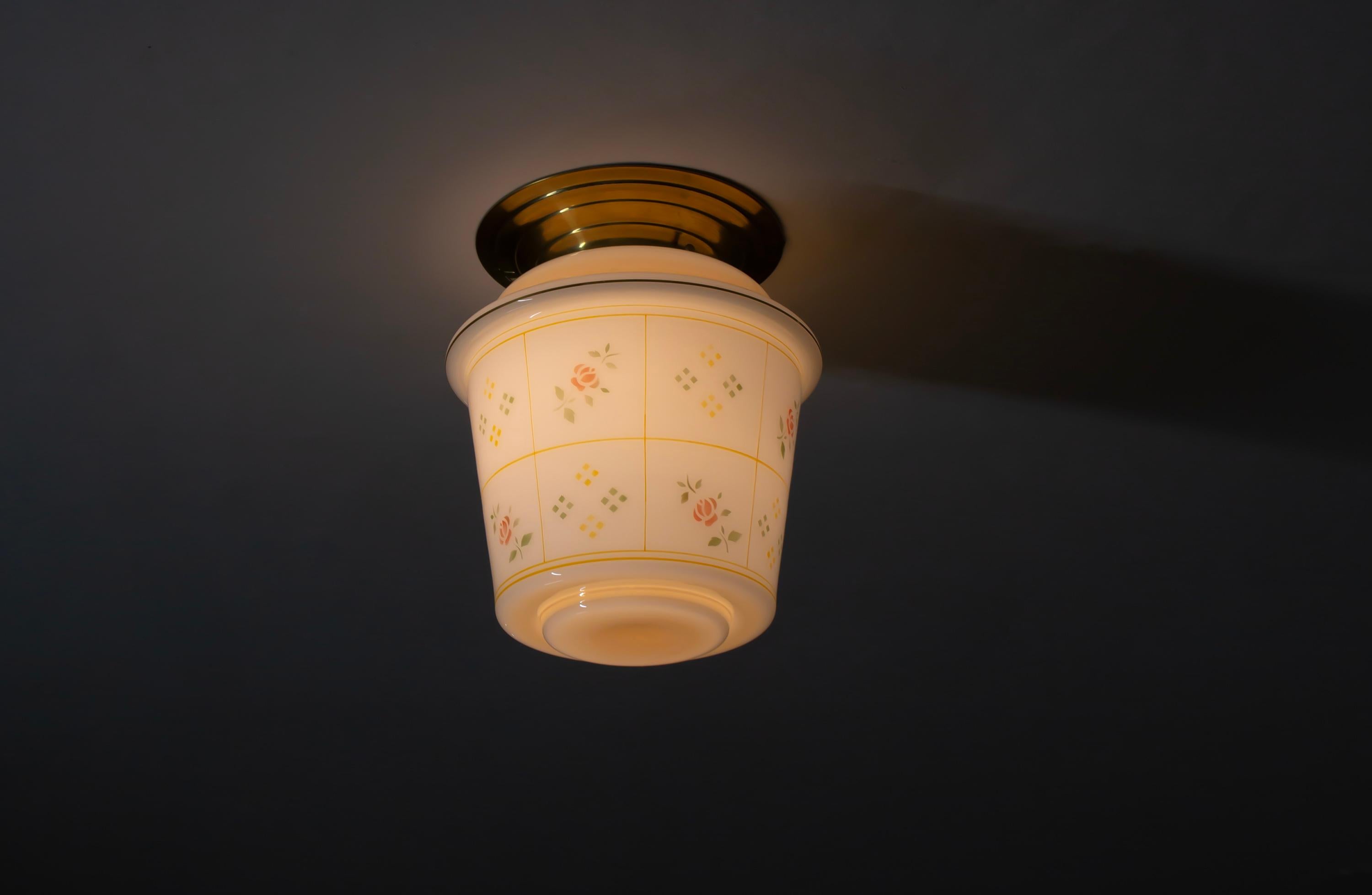Brass Scandinavian Flush Mount Ceiling Light, 1950s For Sale