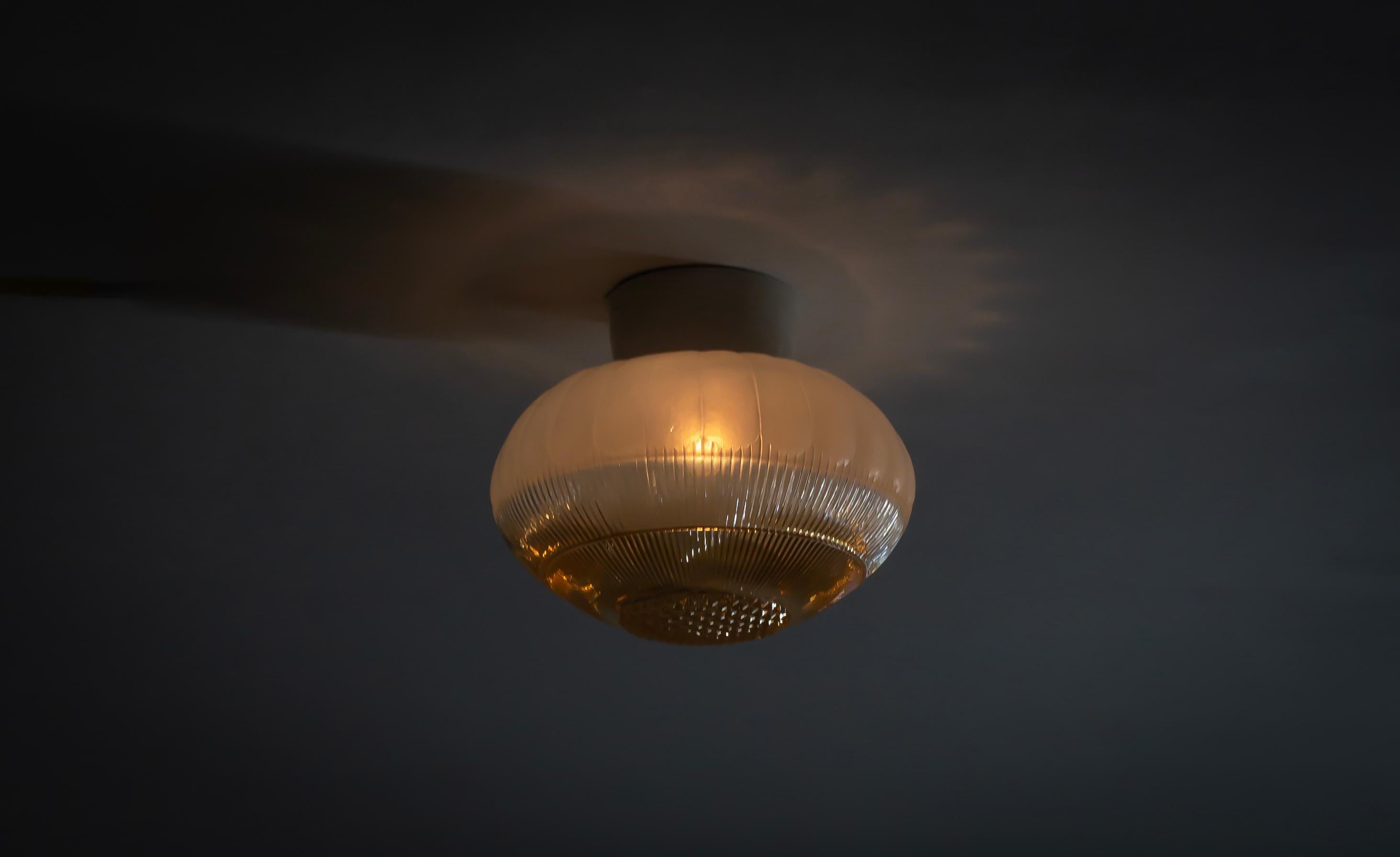Porcelain Scandinavian Flush Mount Ceiling Light, 1950s For Sale