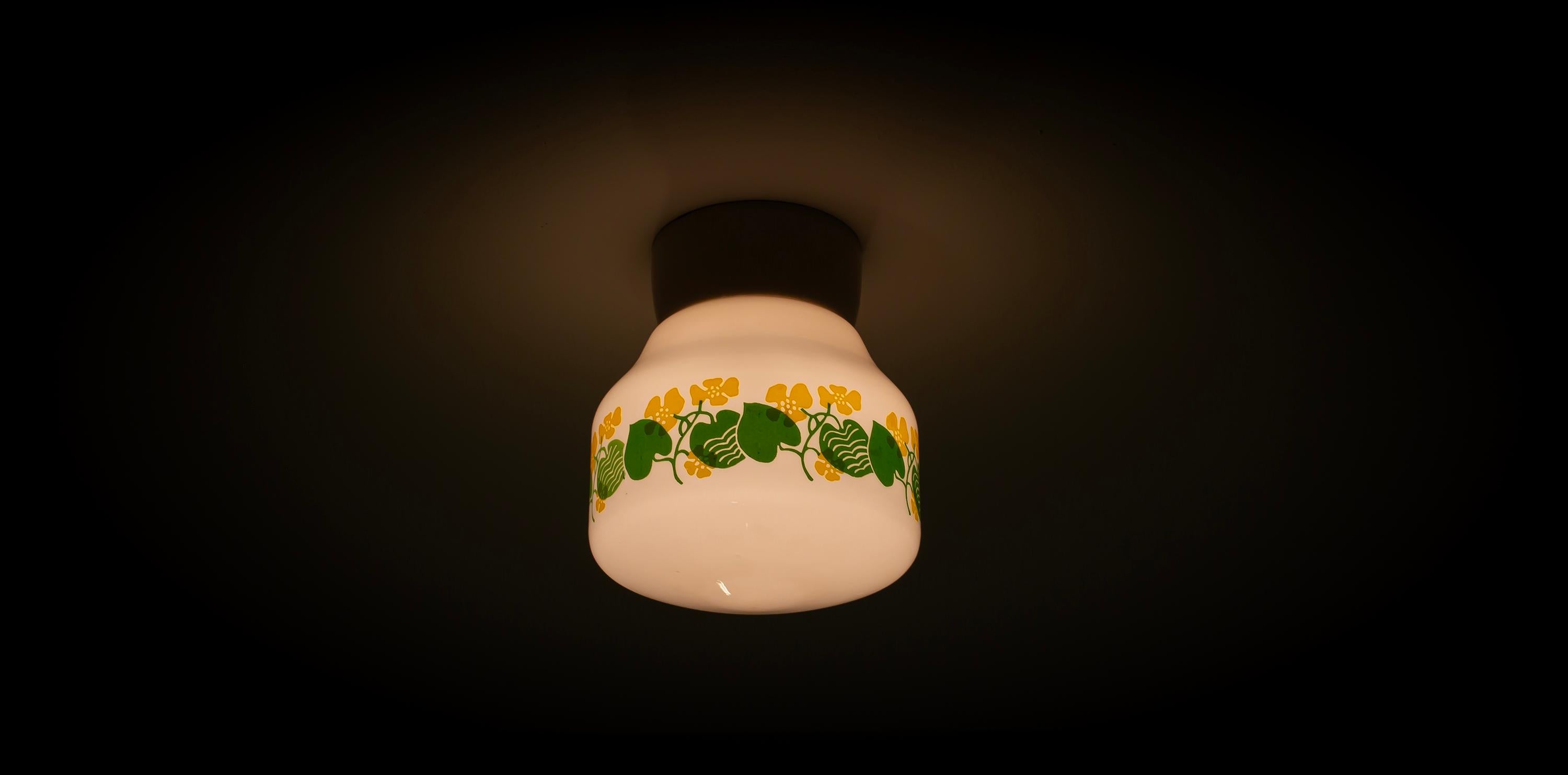 Porcelain Scandinavian Flush Mount Ceiling Light, 1950s For Sale