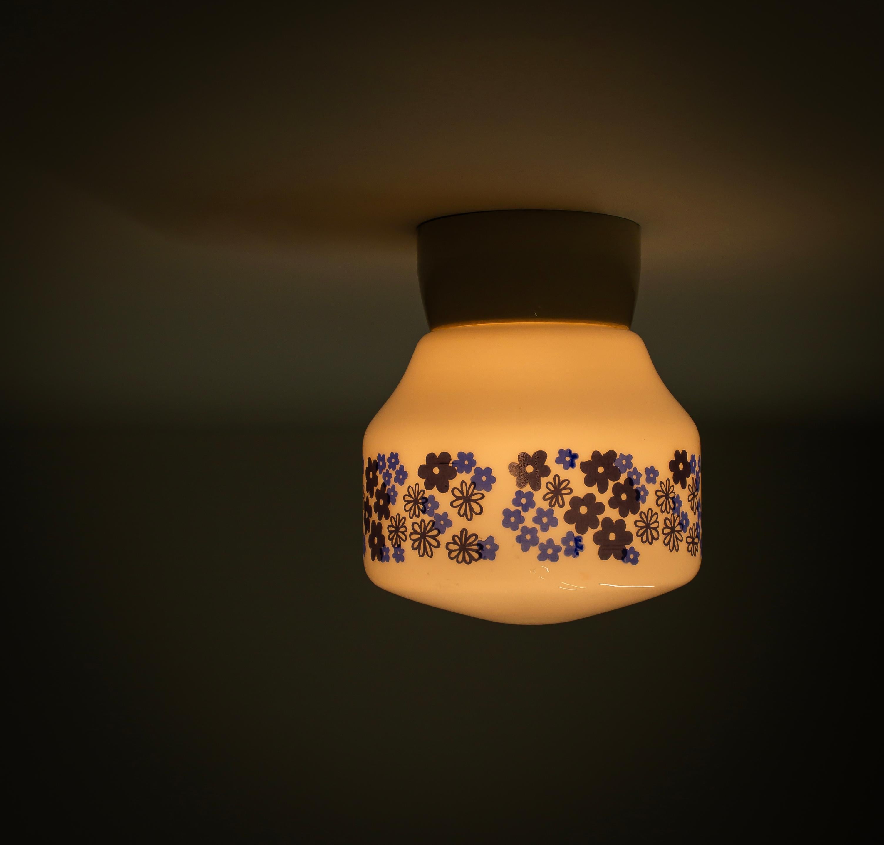 Porcelain Scandinavian Flush Mount Ceiling Light, 1950s For Sale