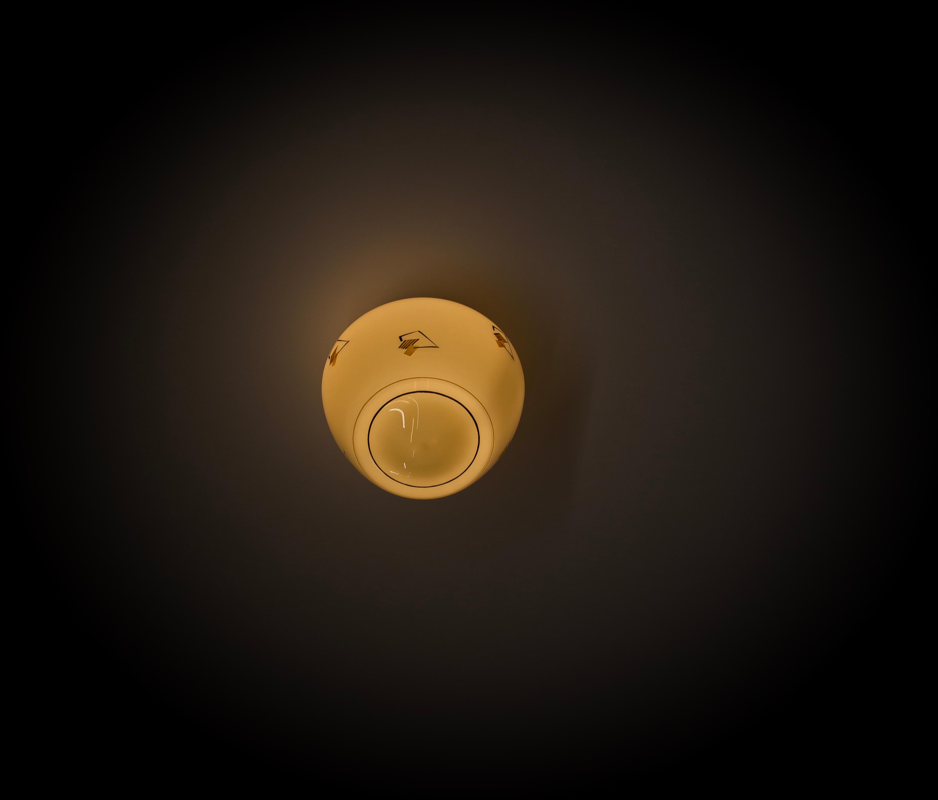 Porcelain Scandinavian Flush Mount Ceiling Light, 1950s For Sale