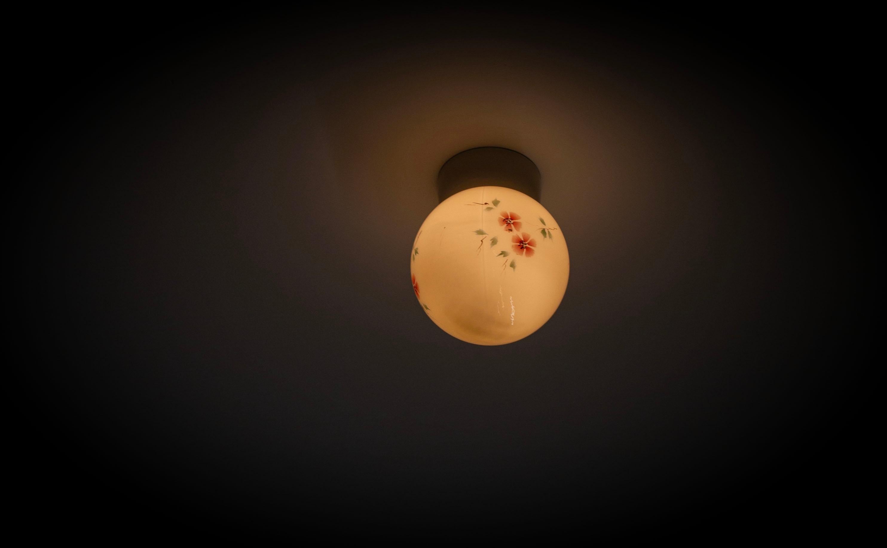 Porcelain Scandinavian Flush Mount Ceiling Light, 1950s For Sale