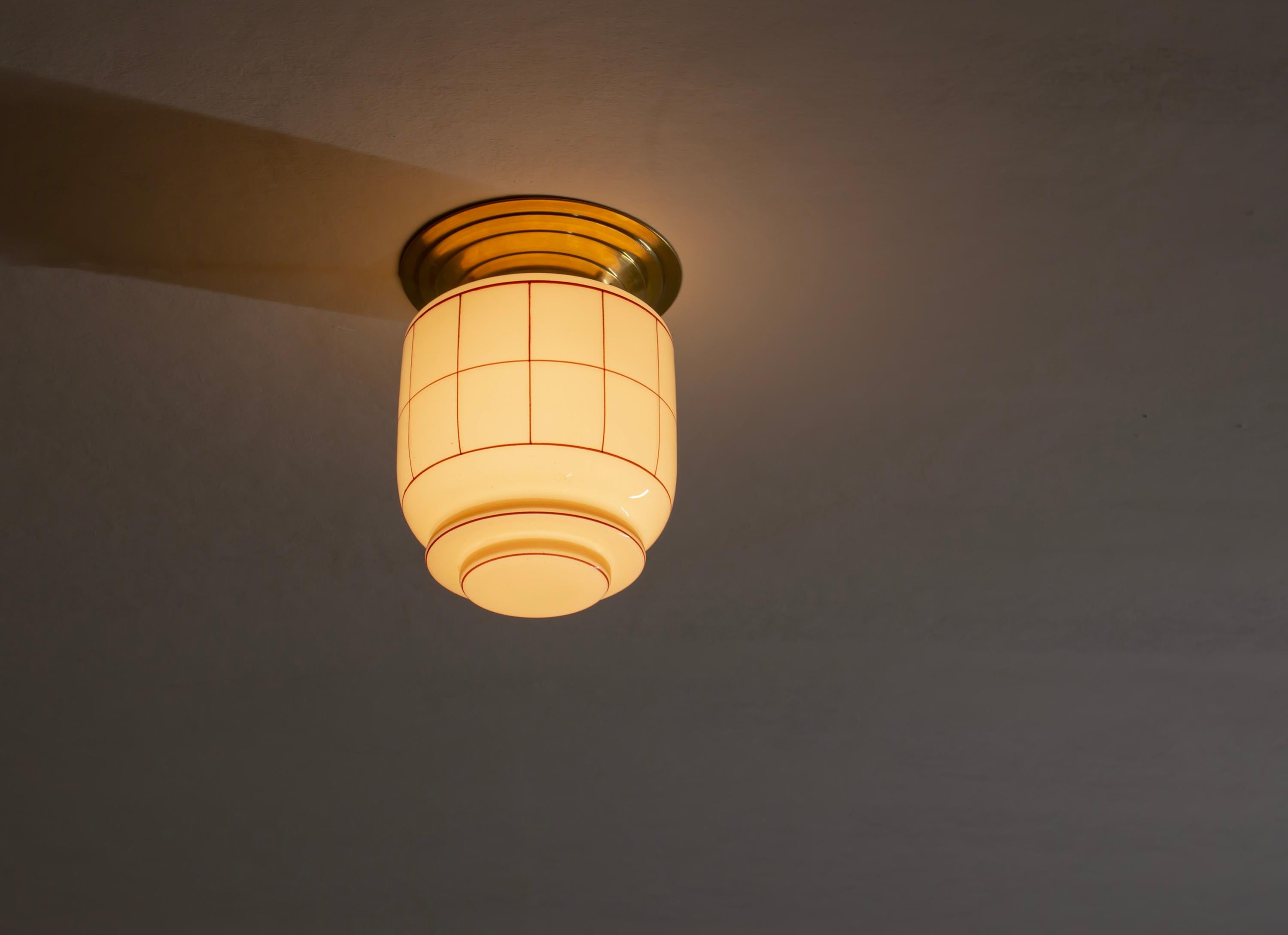 Scandinavian Flush Mount Ceiling Light, 1950s, UL-ready In Good Condition For Sale In Oslo, NO