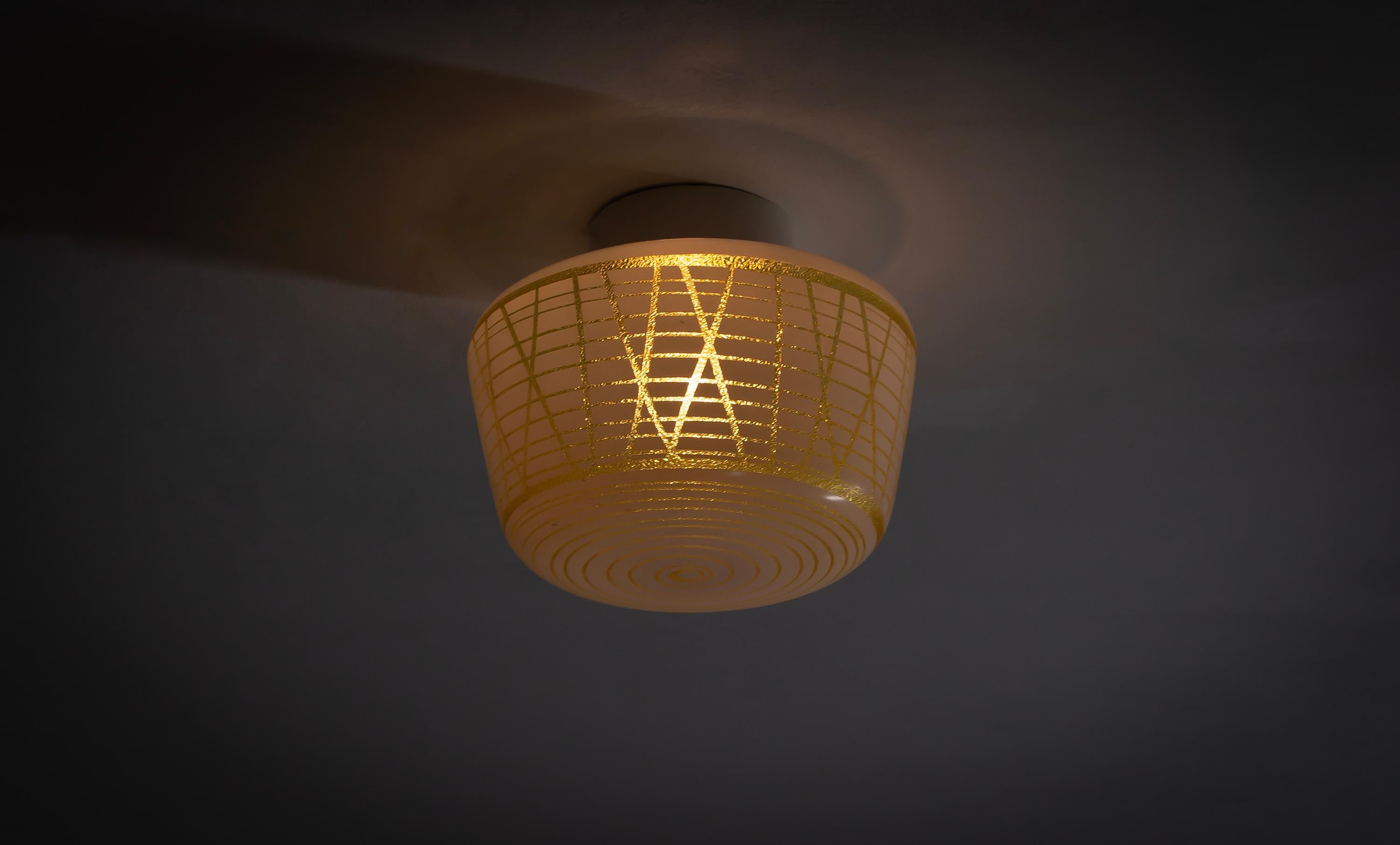 Scandinavian Flush Mount Ceiling Light, 1950s For Sale 1