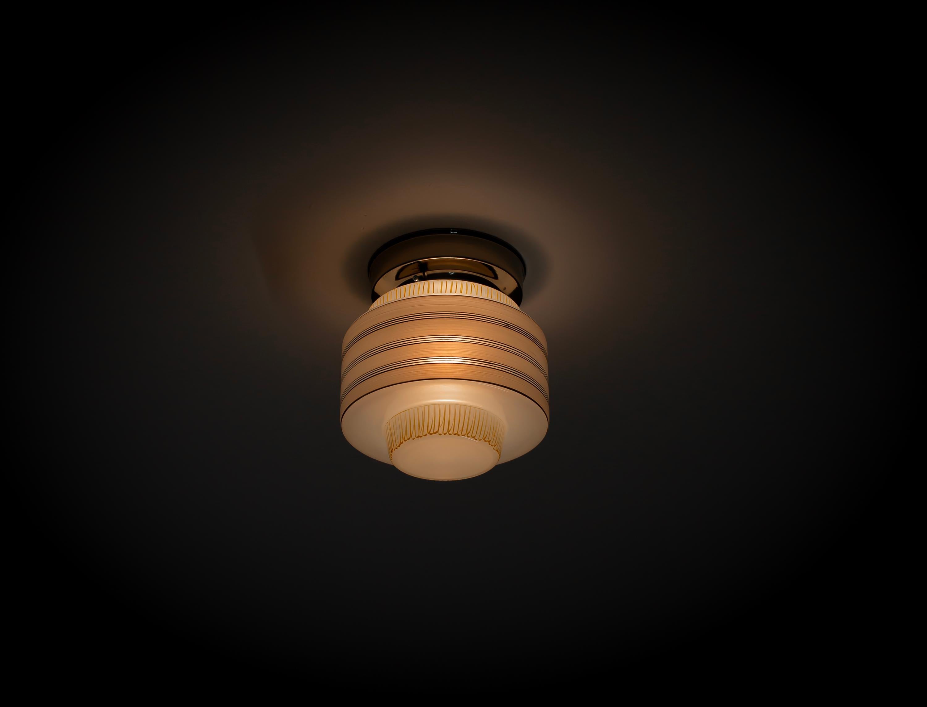 Scandinavian Flush Mount Ceiling Light, 1950s For Sale 2