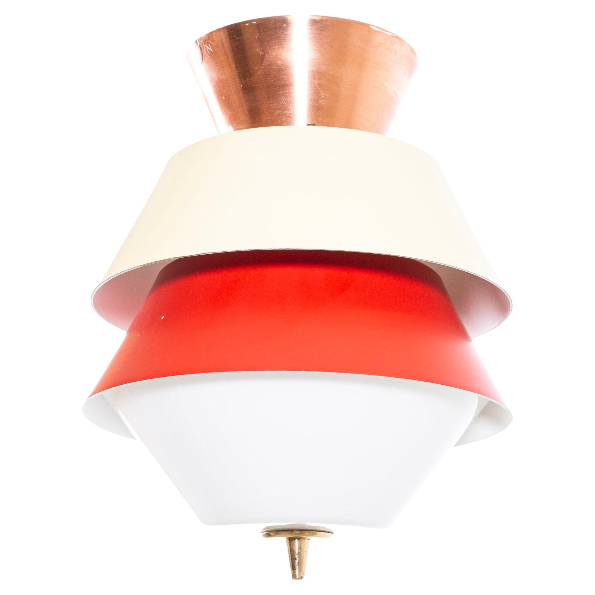 Scandinavian Flush Mount Ceiling Light, 1950s For Sale