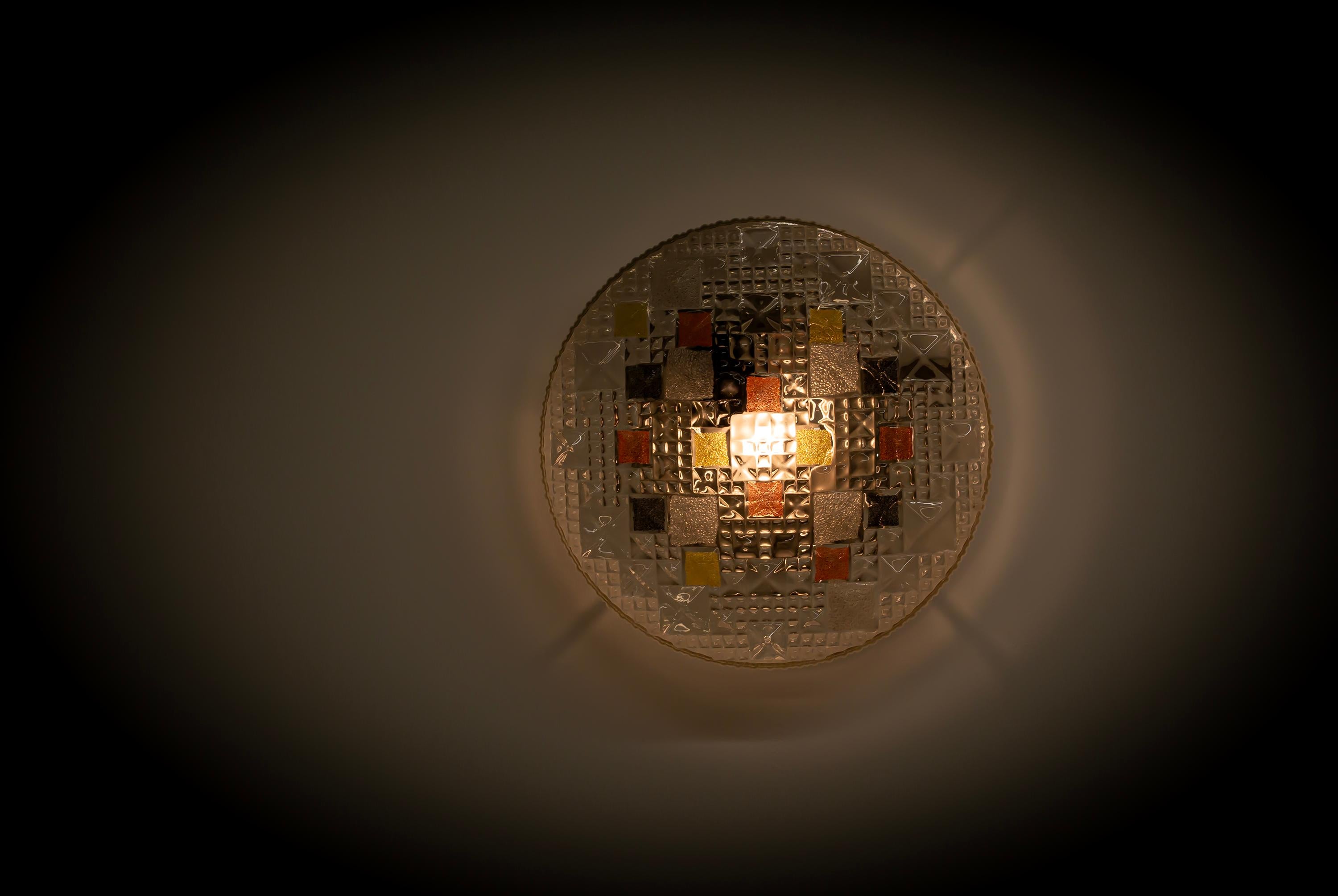 Verre Scandinavian Flush Mount Ceiling Light, 1960s en vente