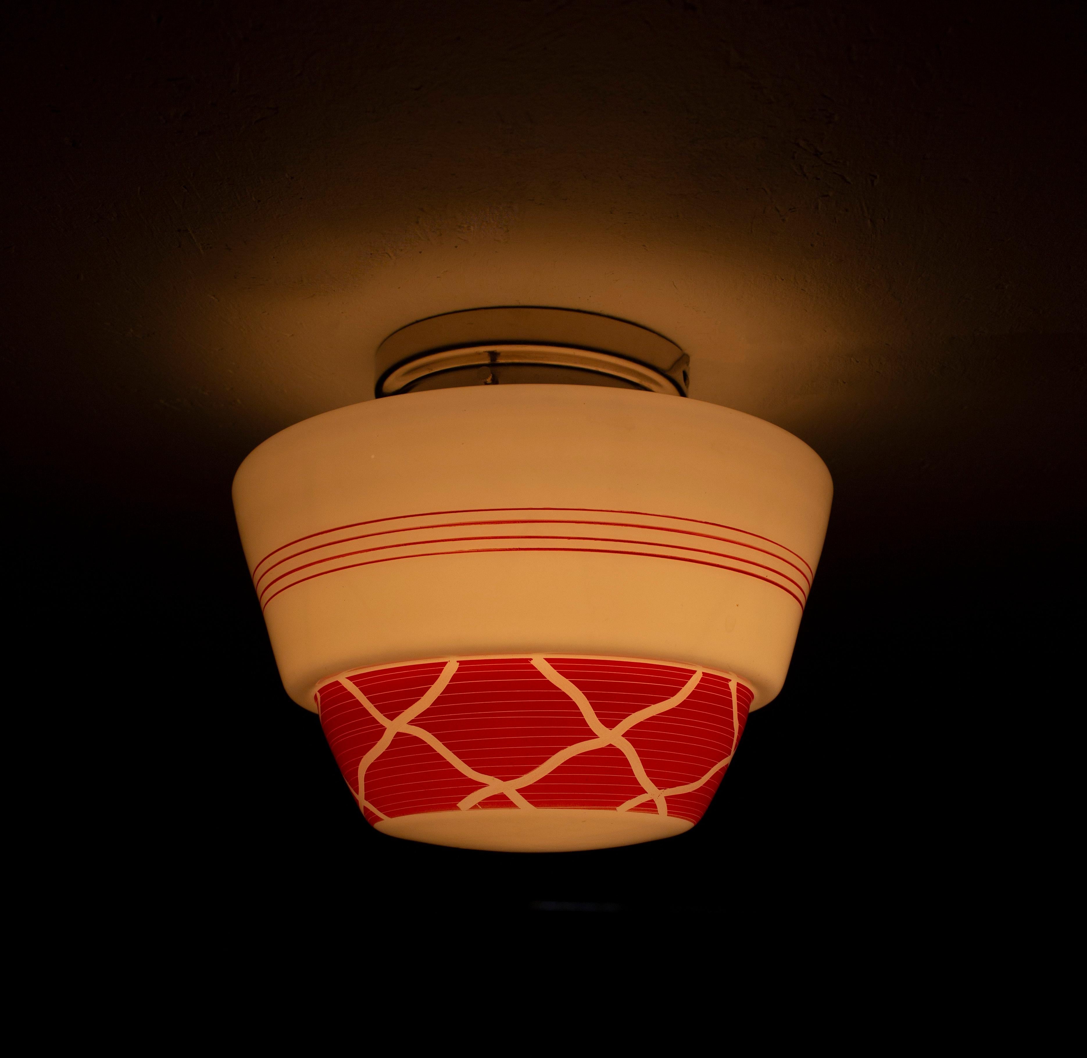 Scandinavian Flushmount Ceiling Lamp, 1950s For Sale 3